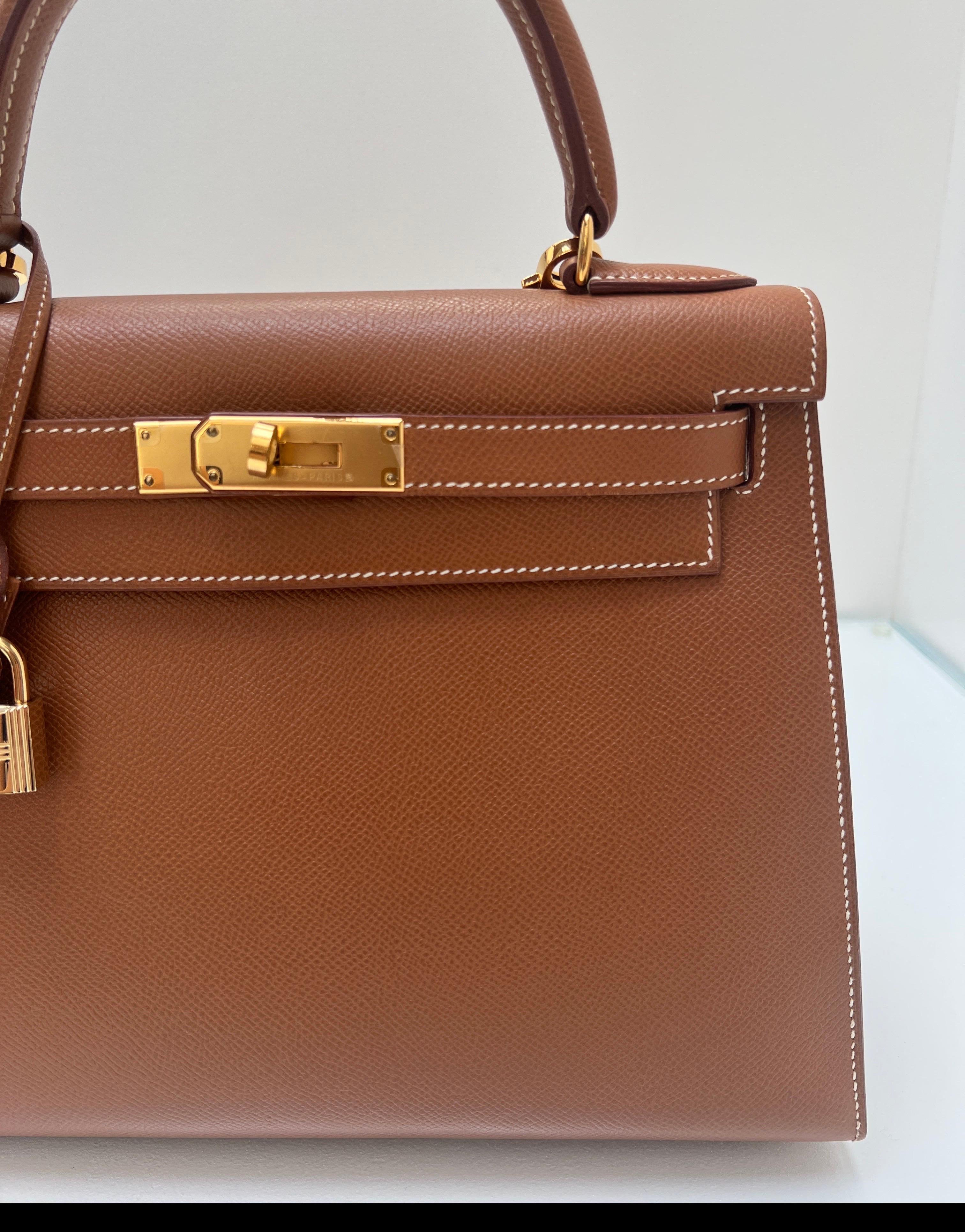 Borsa Hermes Kelly 28 oro in vendita 5