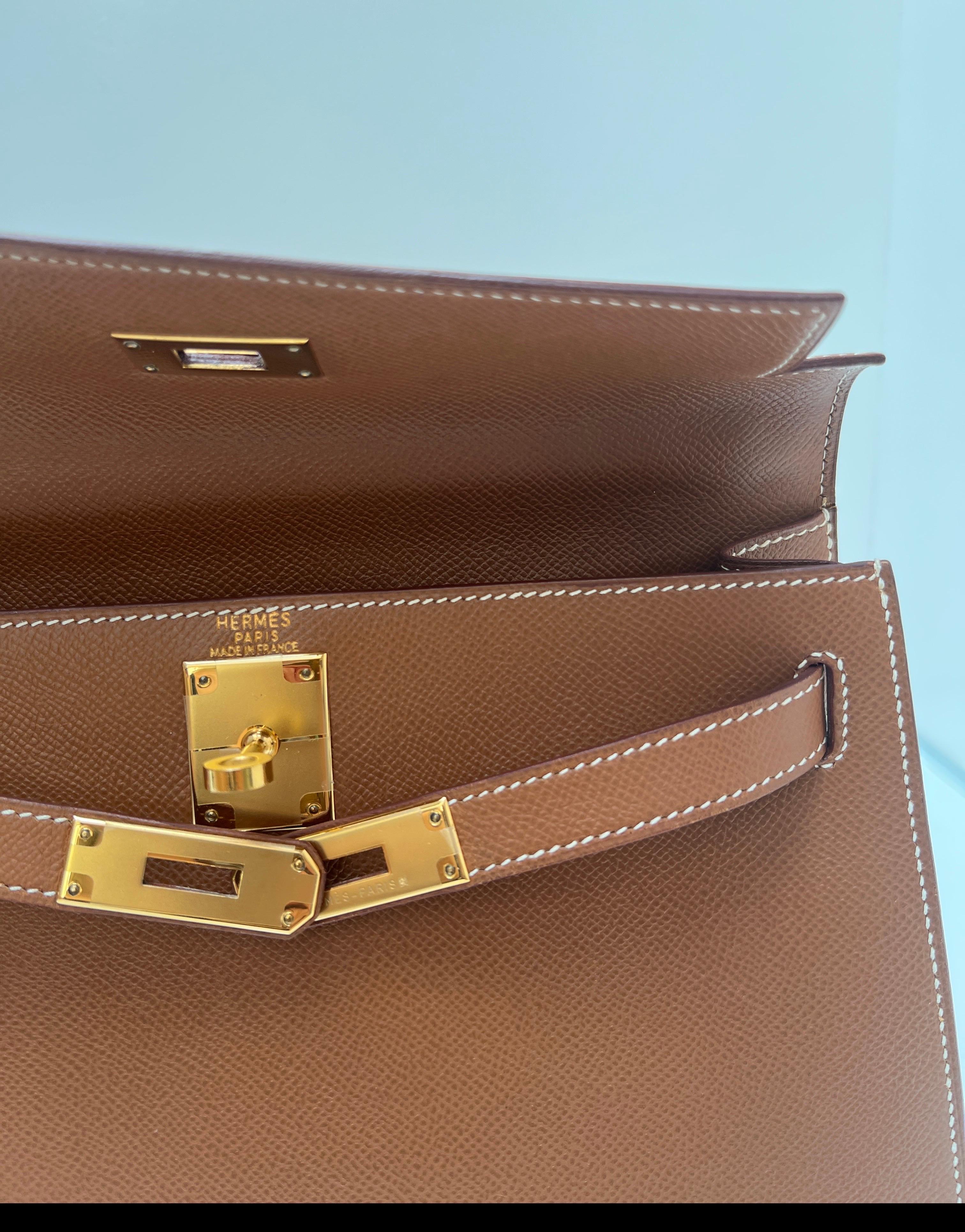 Borsa Hermes Kelly 28 oro in vendita 8