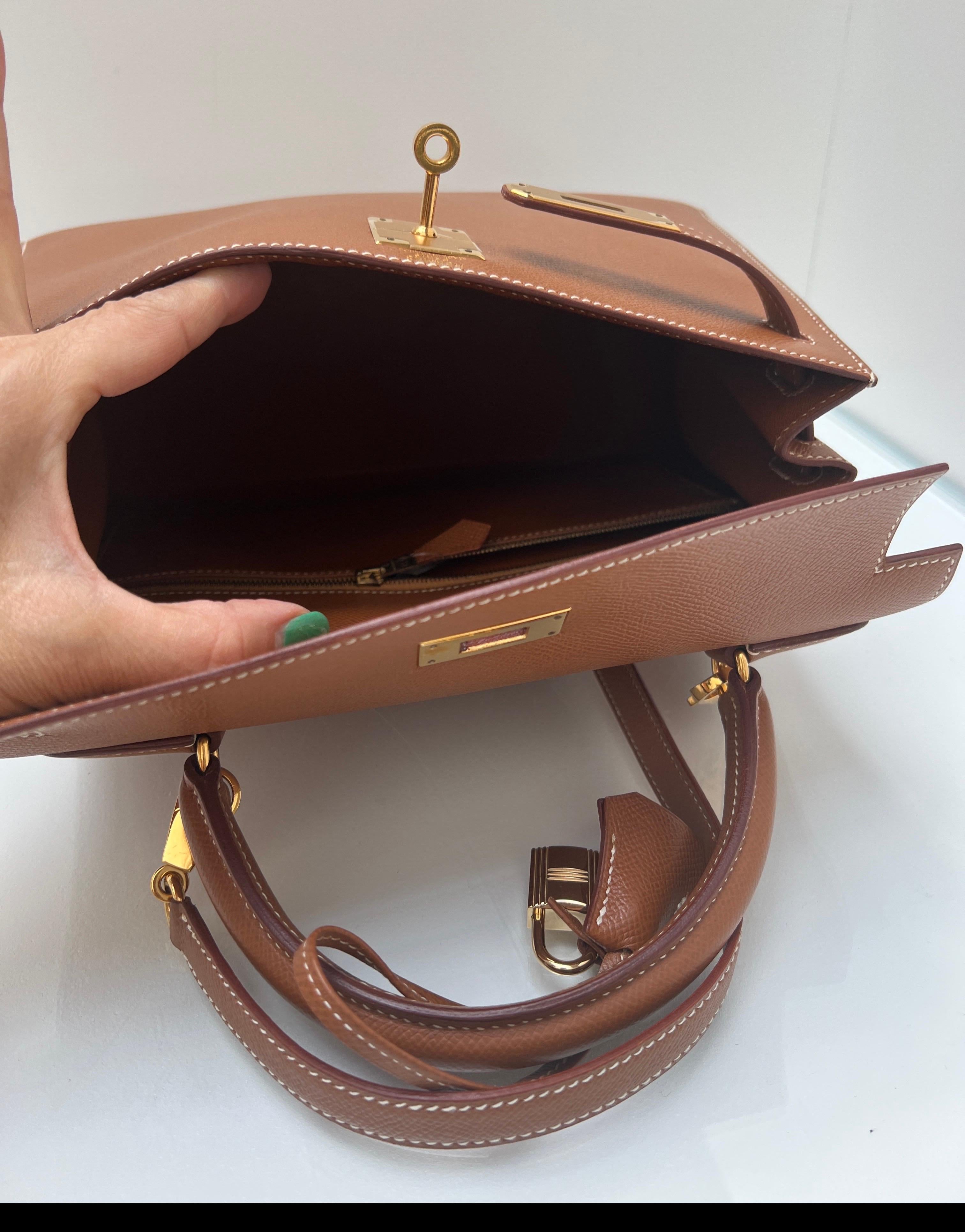 Borsa Hermes Kelly 28 oro in vendita 9