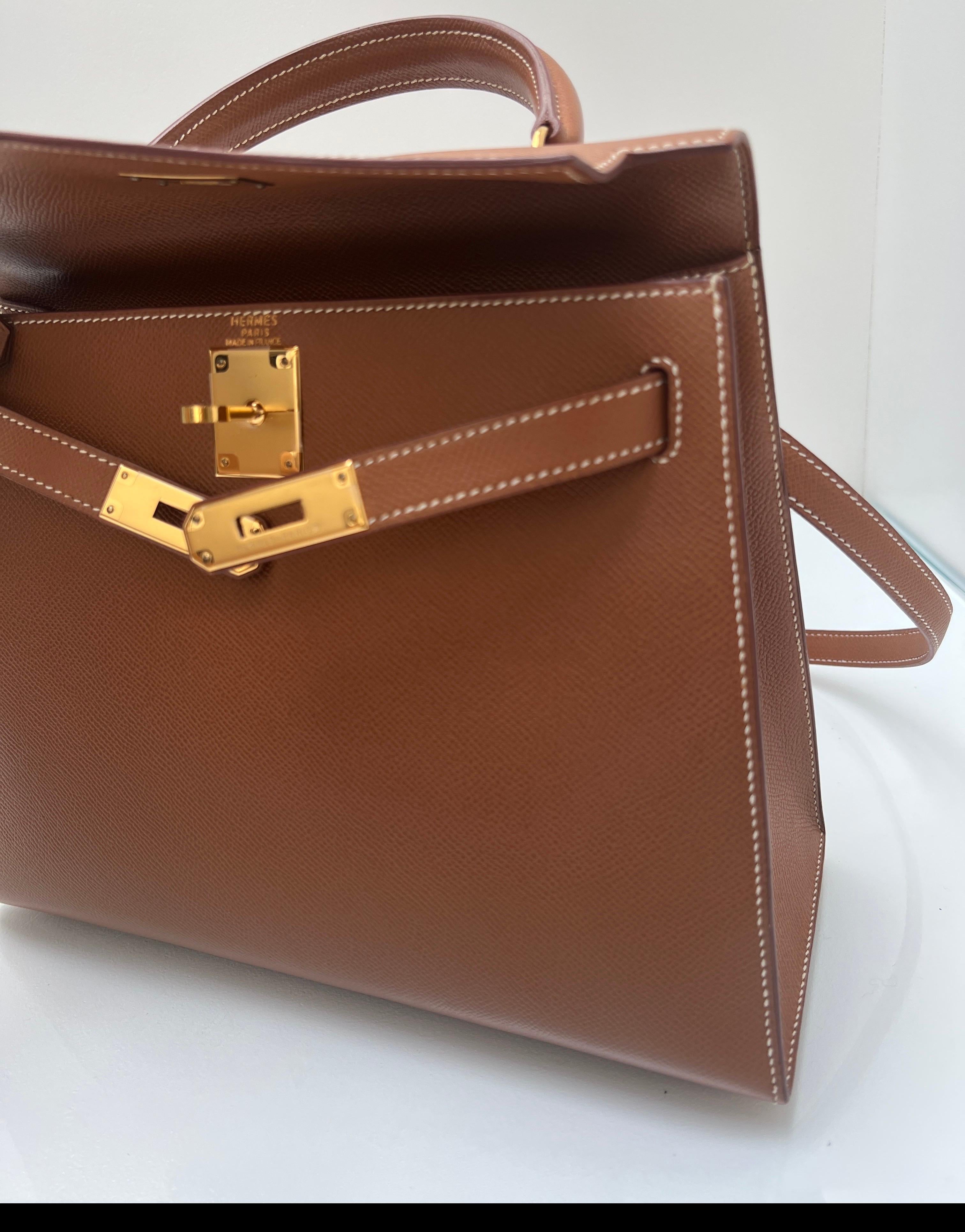 Borsa Hermes Kelly 28 oro in vendita 11