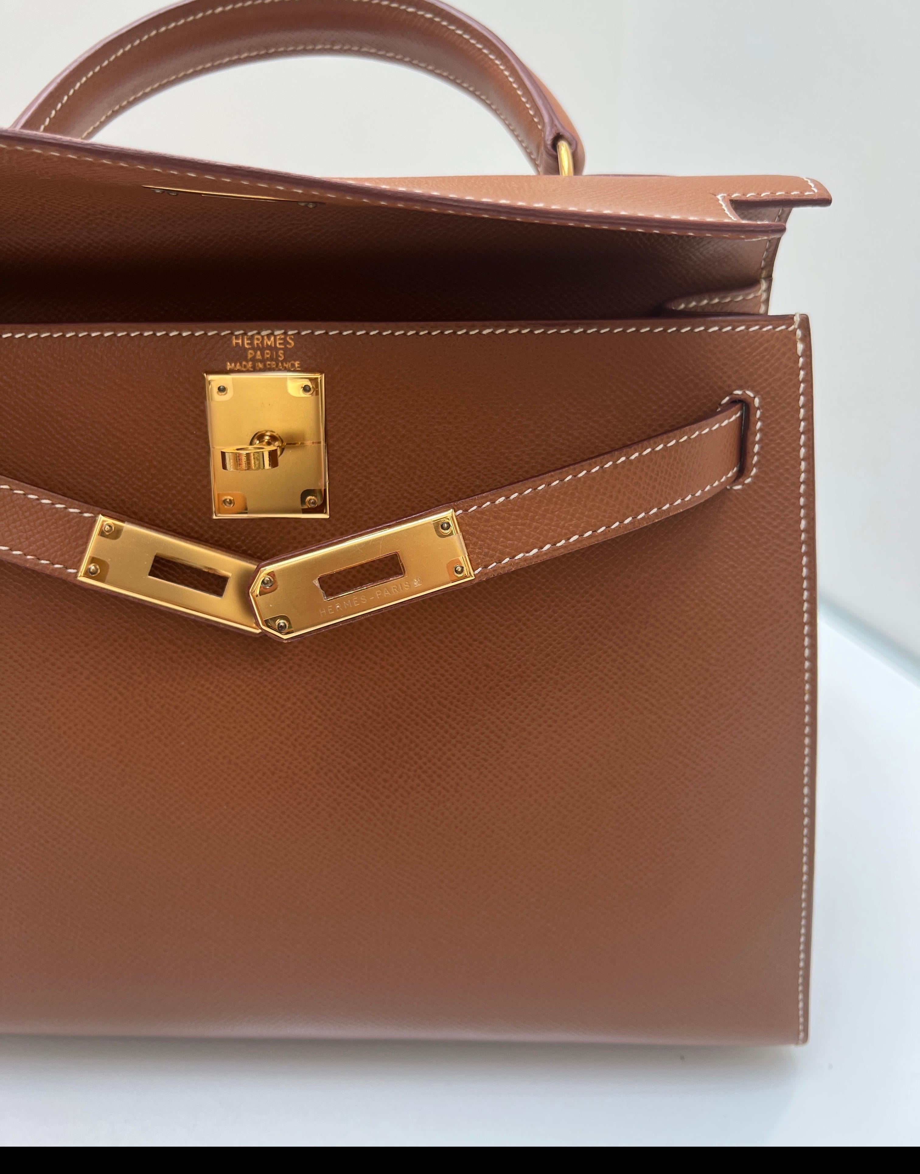 Borsa Hermes Kelly 28 oro in vendita 12