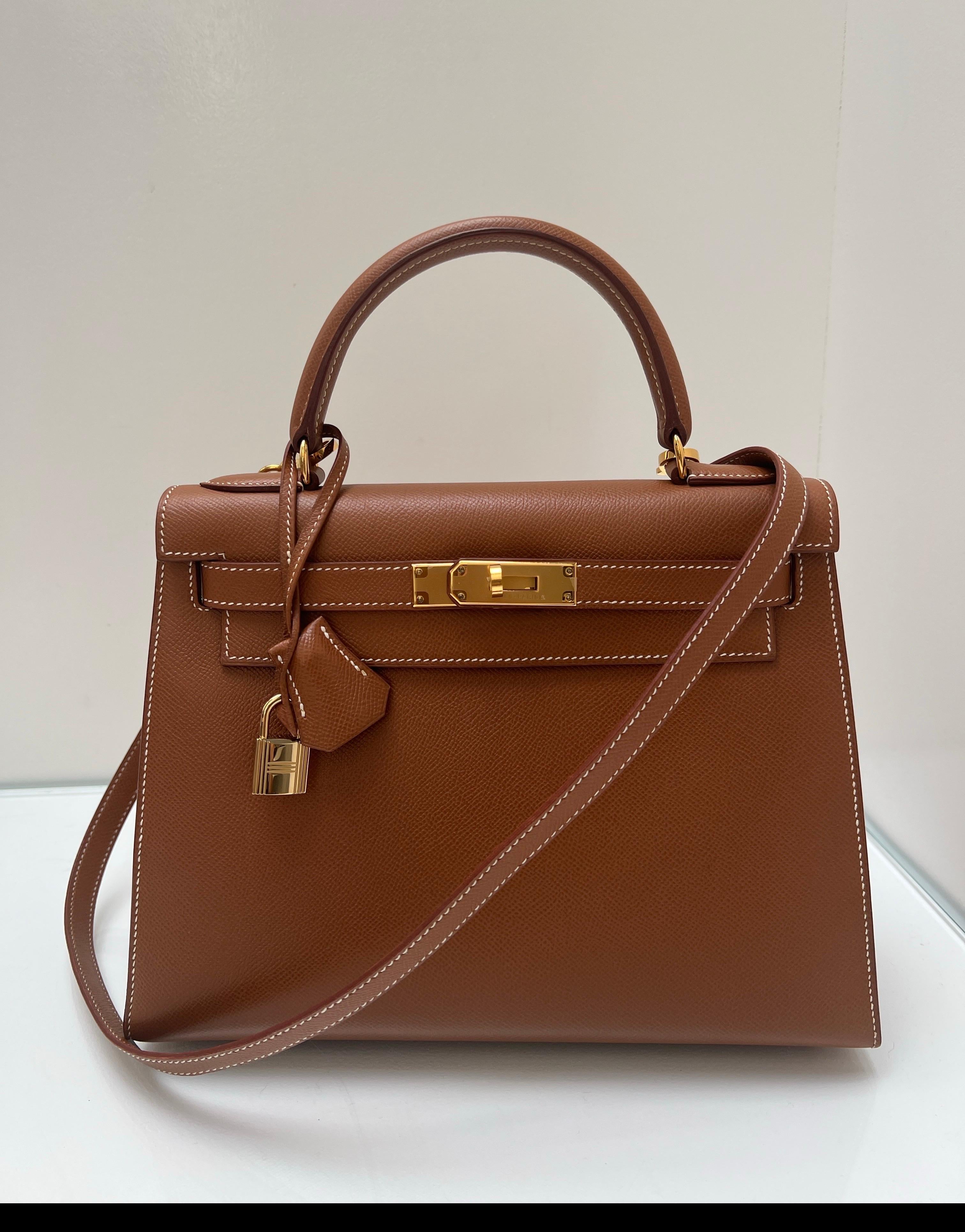 Borsa Hermes Kelly 28 oro in vendita 13