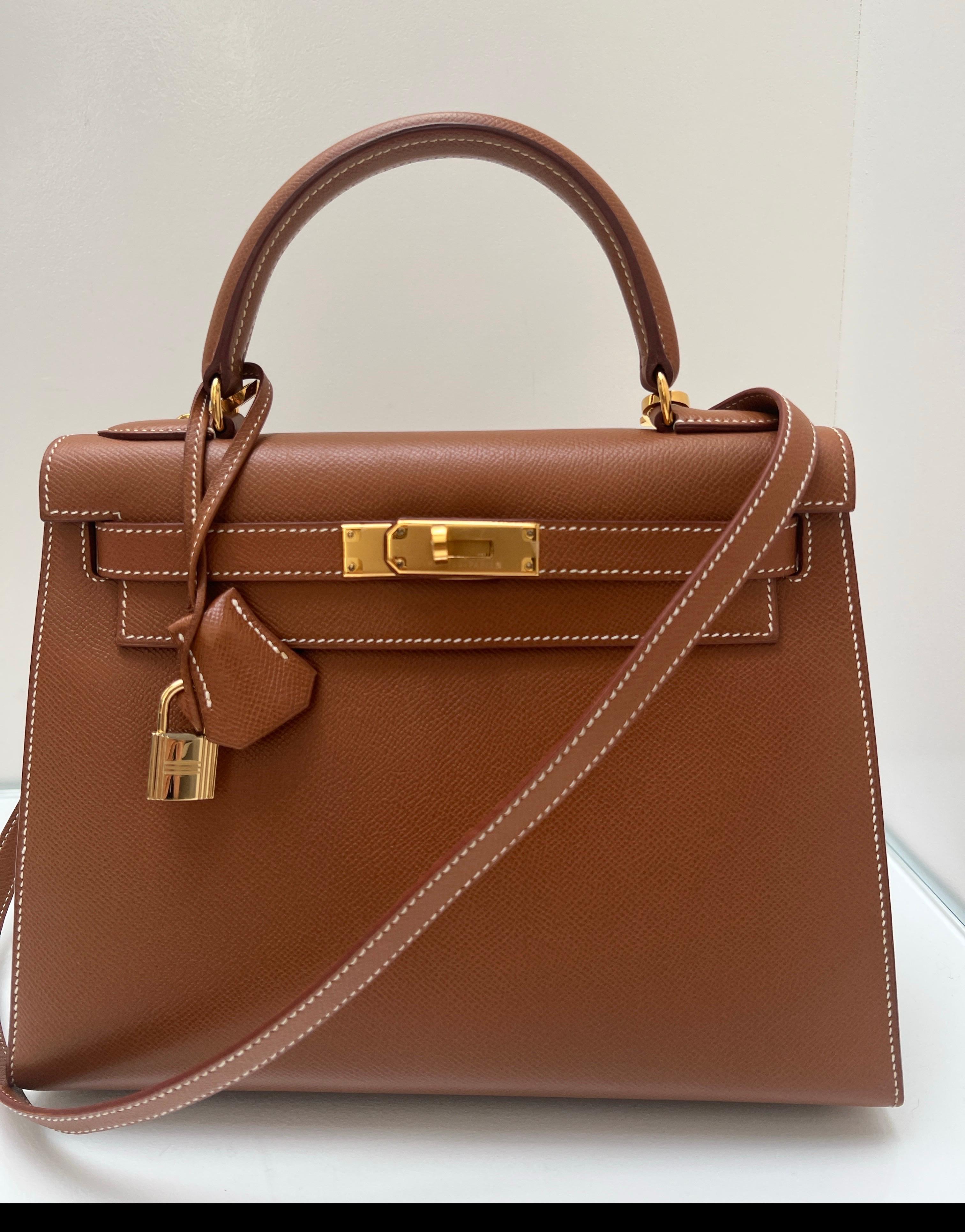 Borsa Hermes Kelly 28 oro in vendita 14