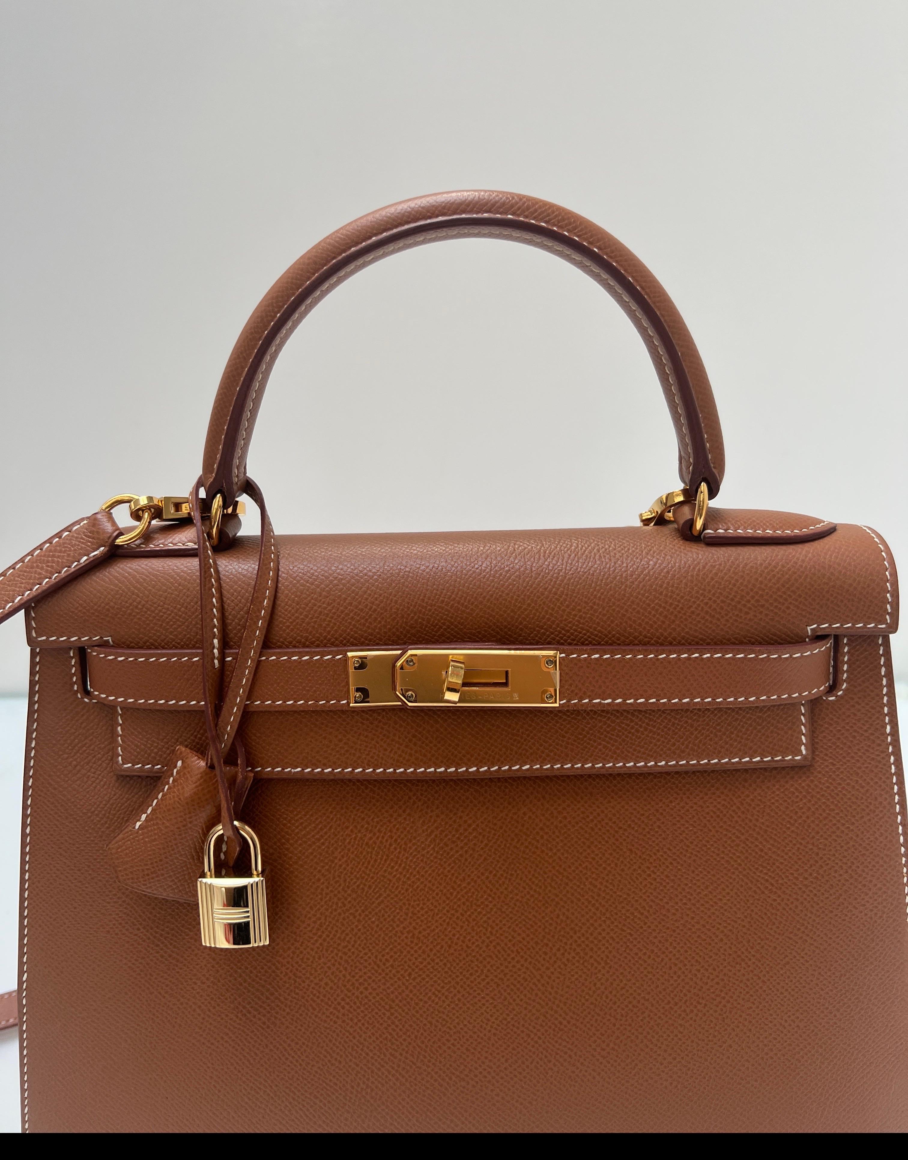 Borsa Hermes Kelly 28 oro in vendita 3