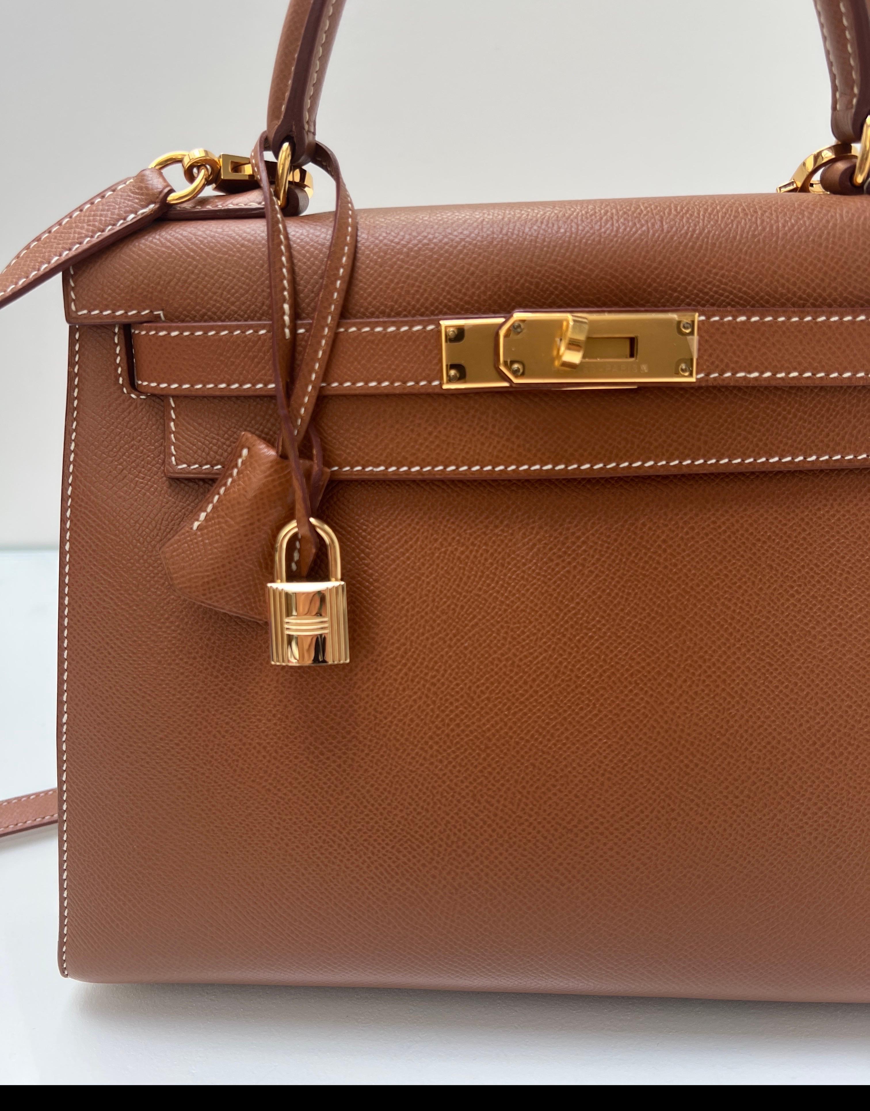 Borsa Hermes Kelly 28 oro in vendita 4