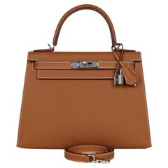 Hermès Gold Kelly 28 Sellier Epsom Palladium Hardware