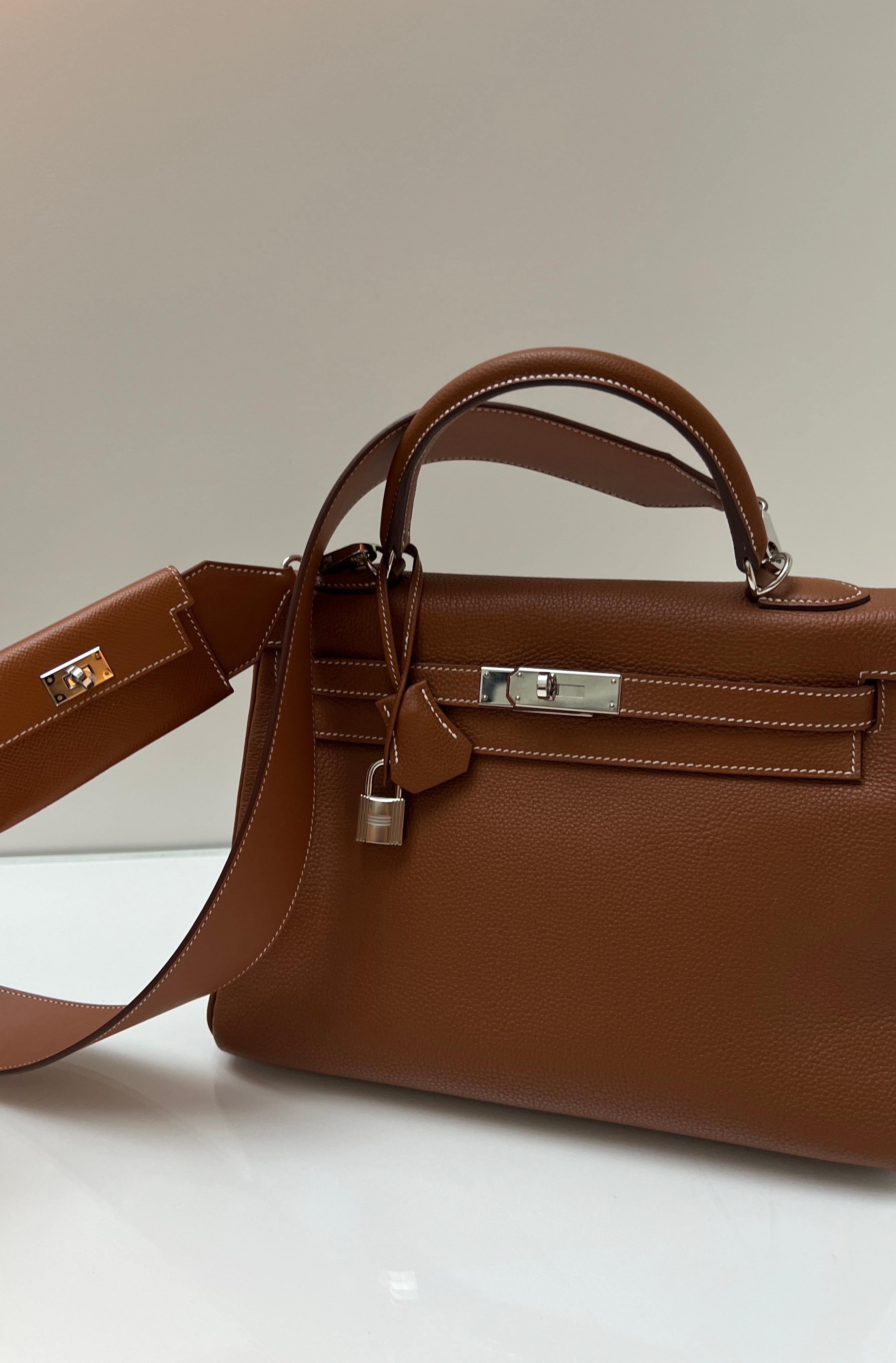Hermes Gold Kelly 28 Togo with Rare Strap 7