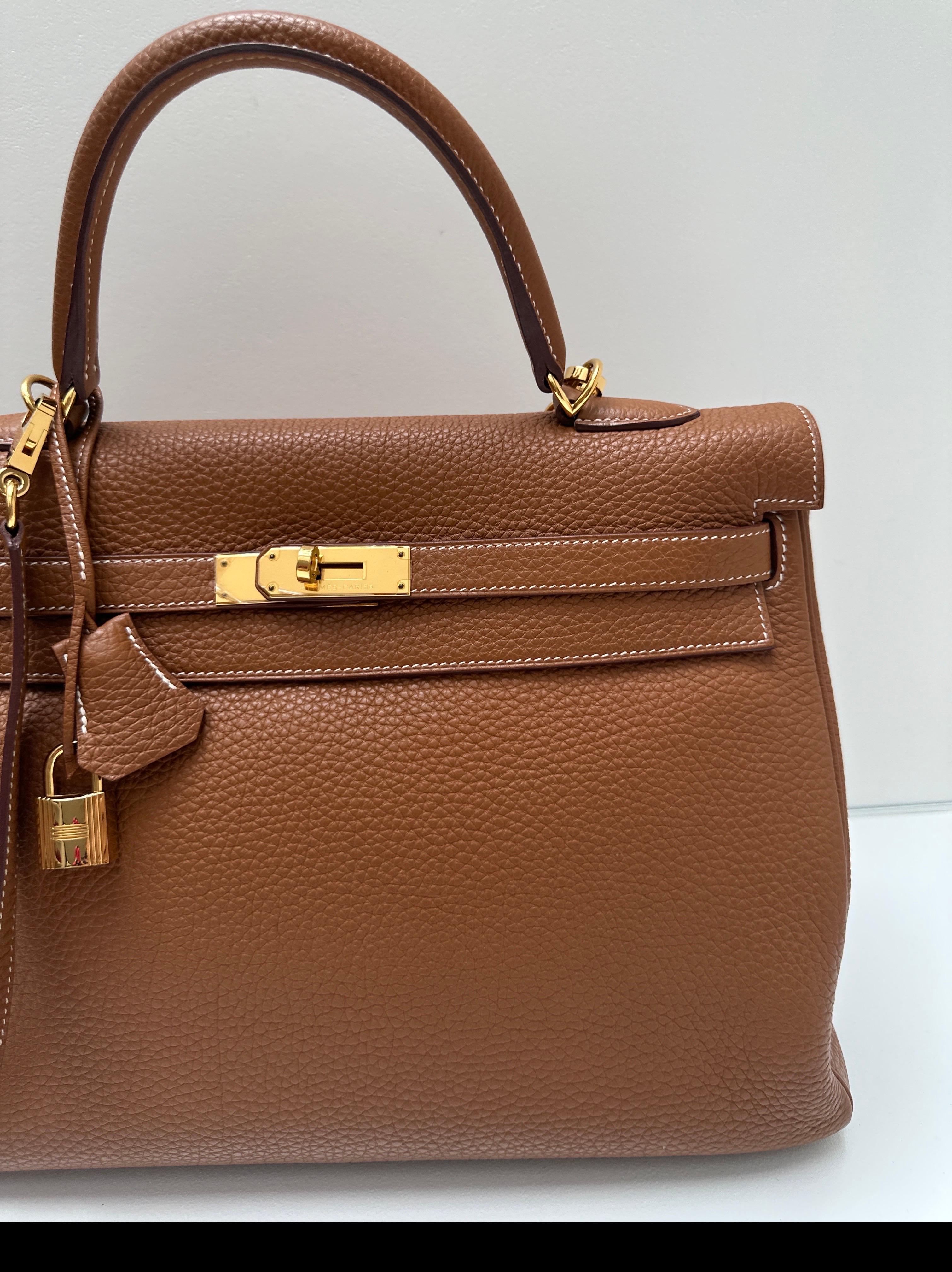 Hermes Gold Kelly 35 Bag For Sale 7