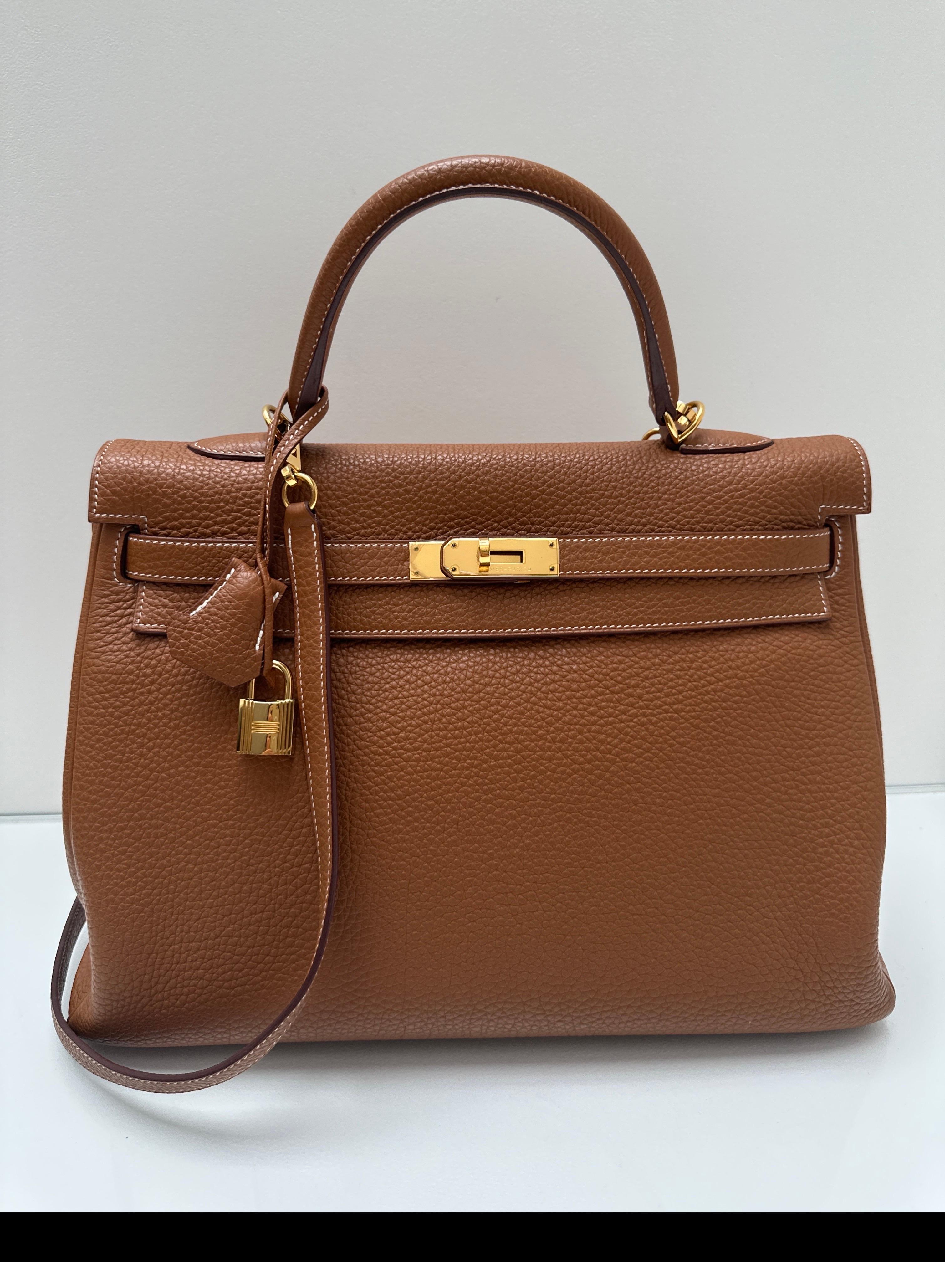 Hermes Gold Kelly 35 Bag For Sale 15