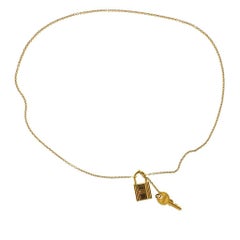 Hermès Gold Key and Lock Pendant Necklace