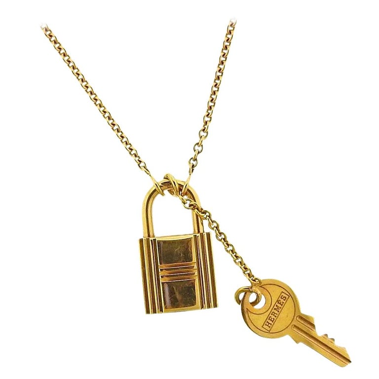 Hermès Gold Key and Lock Pendant Necklace at 1stDibs hermes padlock