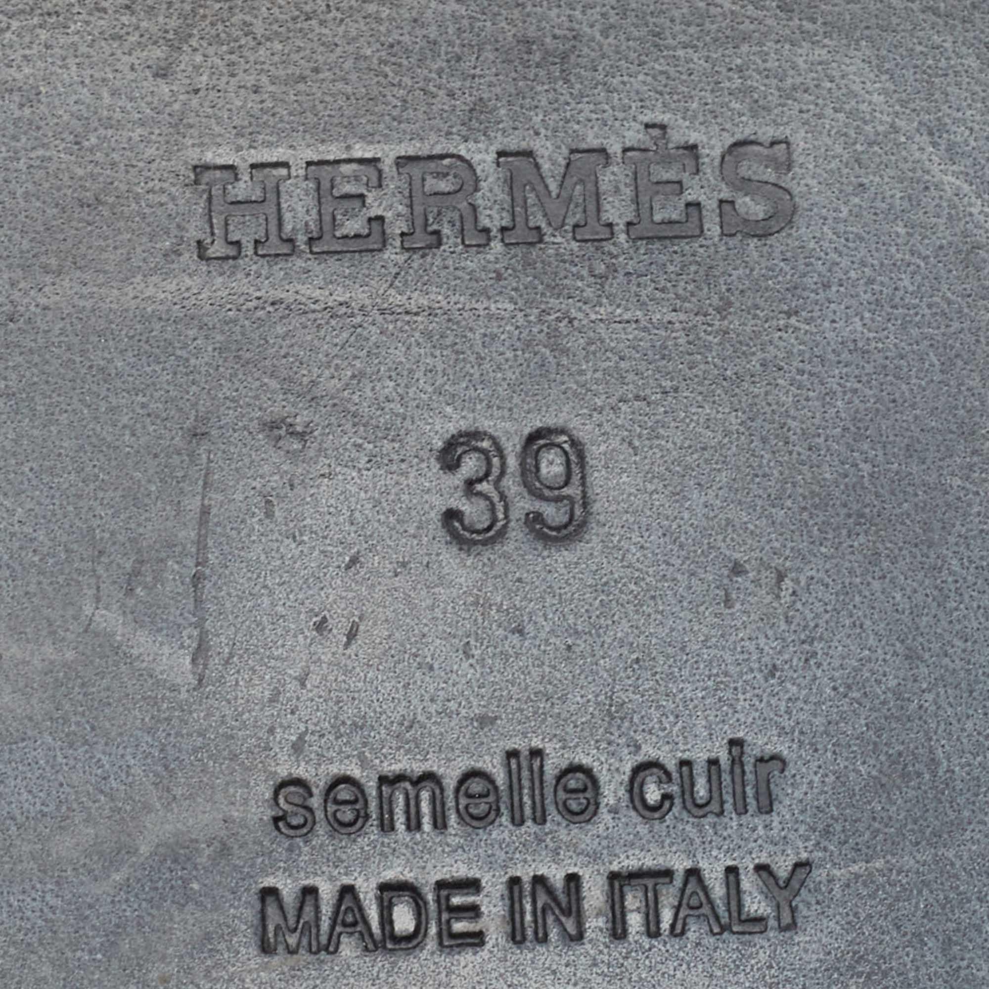 Hermes Gold Leather Oran Flat Slides Size 39 2