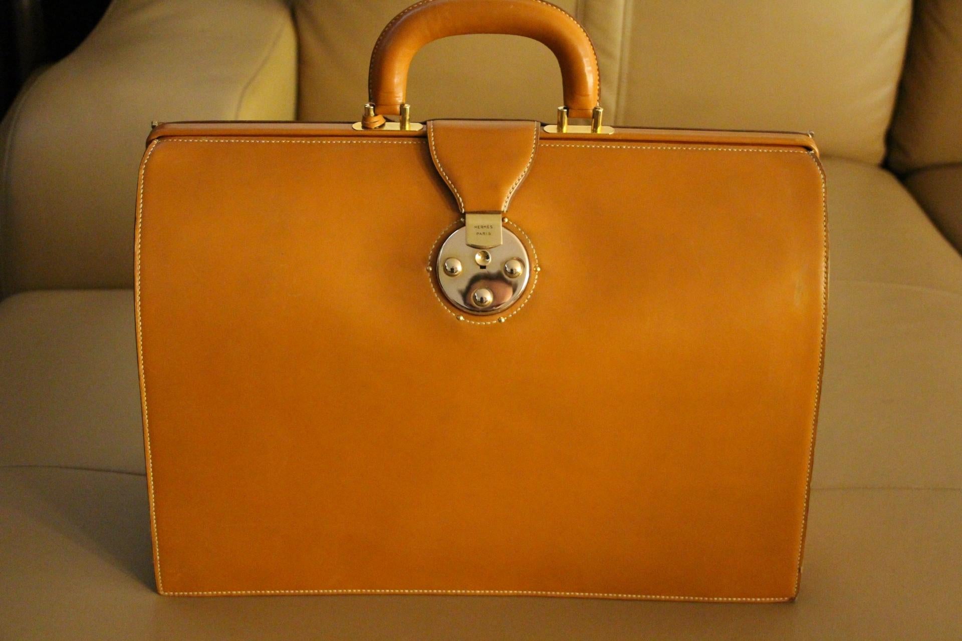 Hermès Gold Leather Pilot or Doctor's Briefcase , Hermes Attache 9