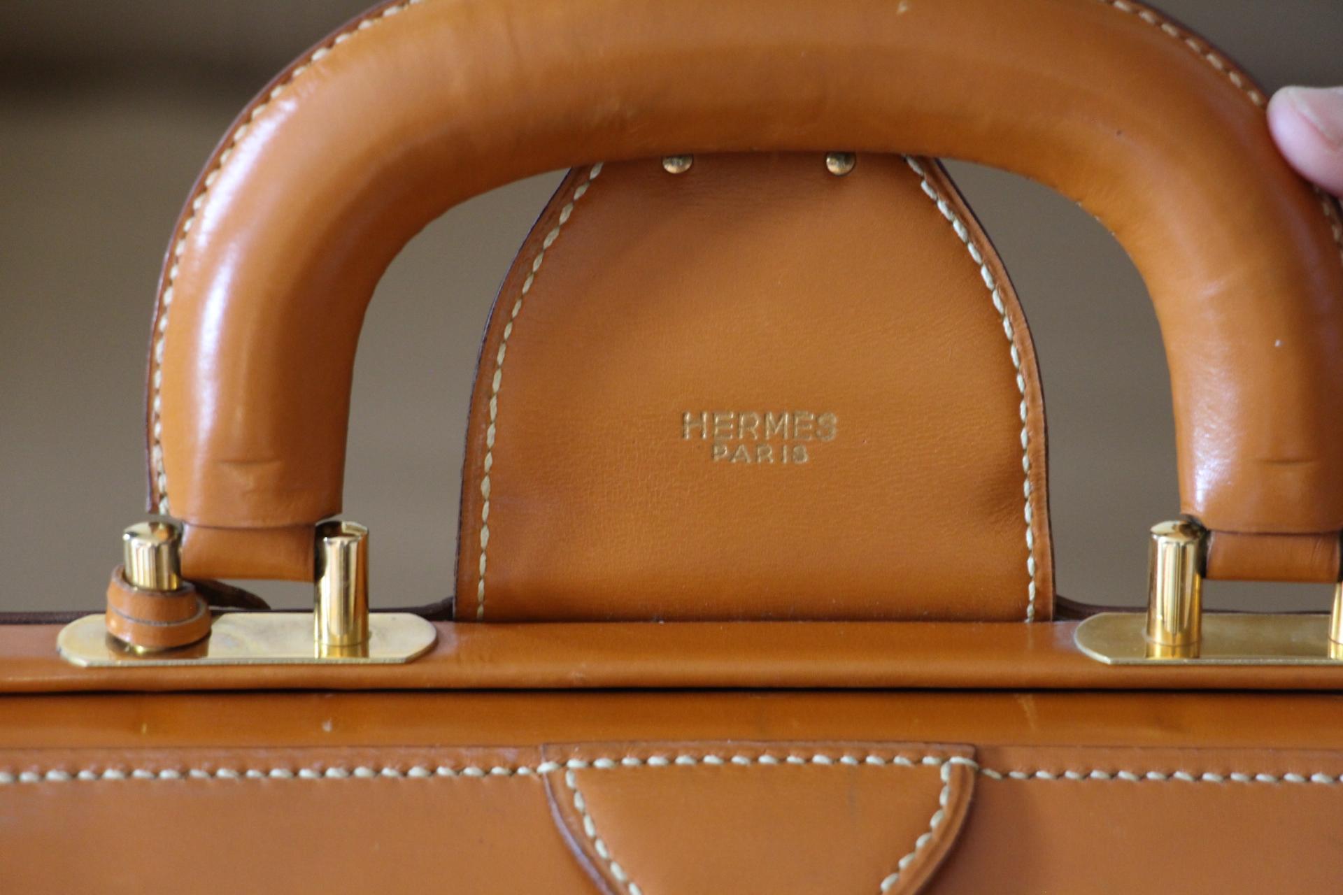 Hermès Gold Leather Pilot or Doctor's Briefcase , Hermes Attache 13
