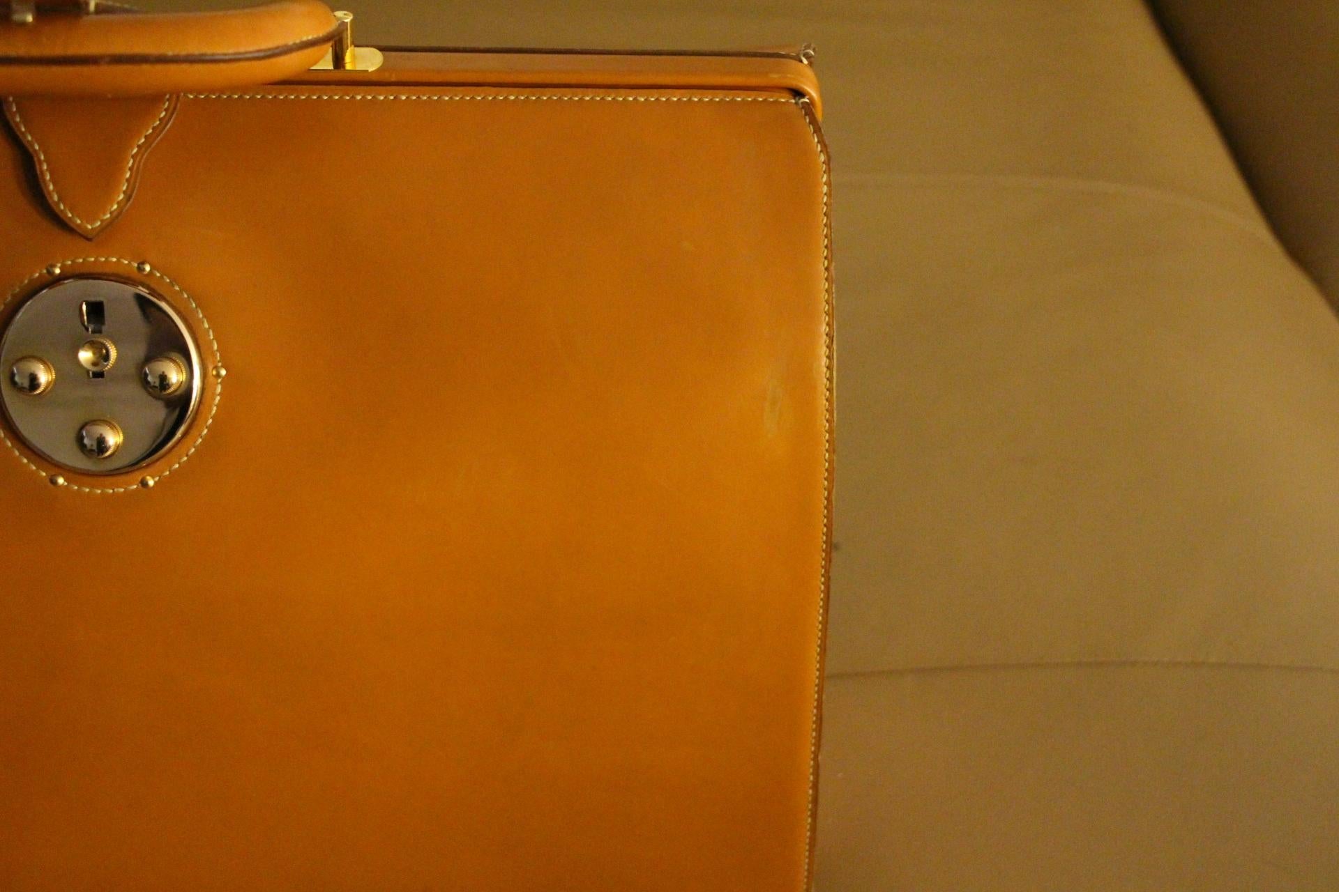 Hermès Gold Leather Pilot or Doctor's Briefcase , Hermes Attache 14