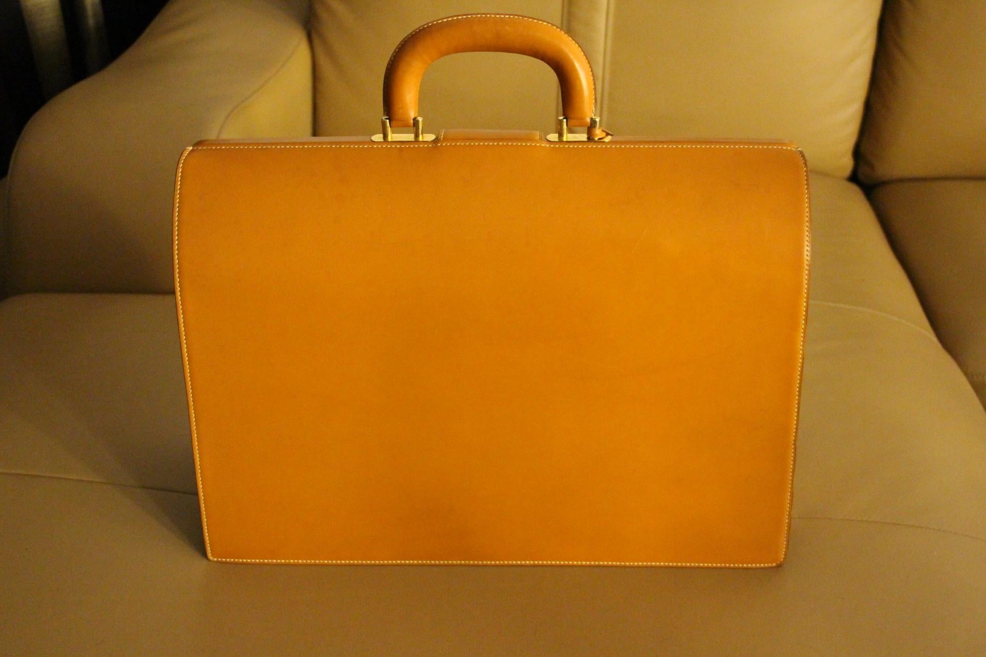 Women's or Men's Hermès Gold Leather Pilot or Doctor's Briefcase , Hermes Attache
