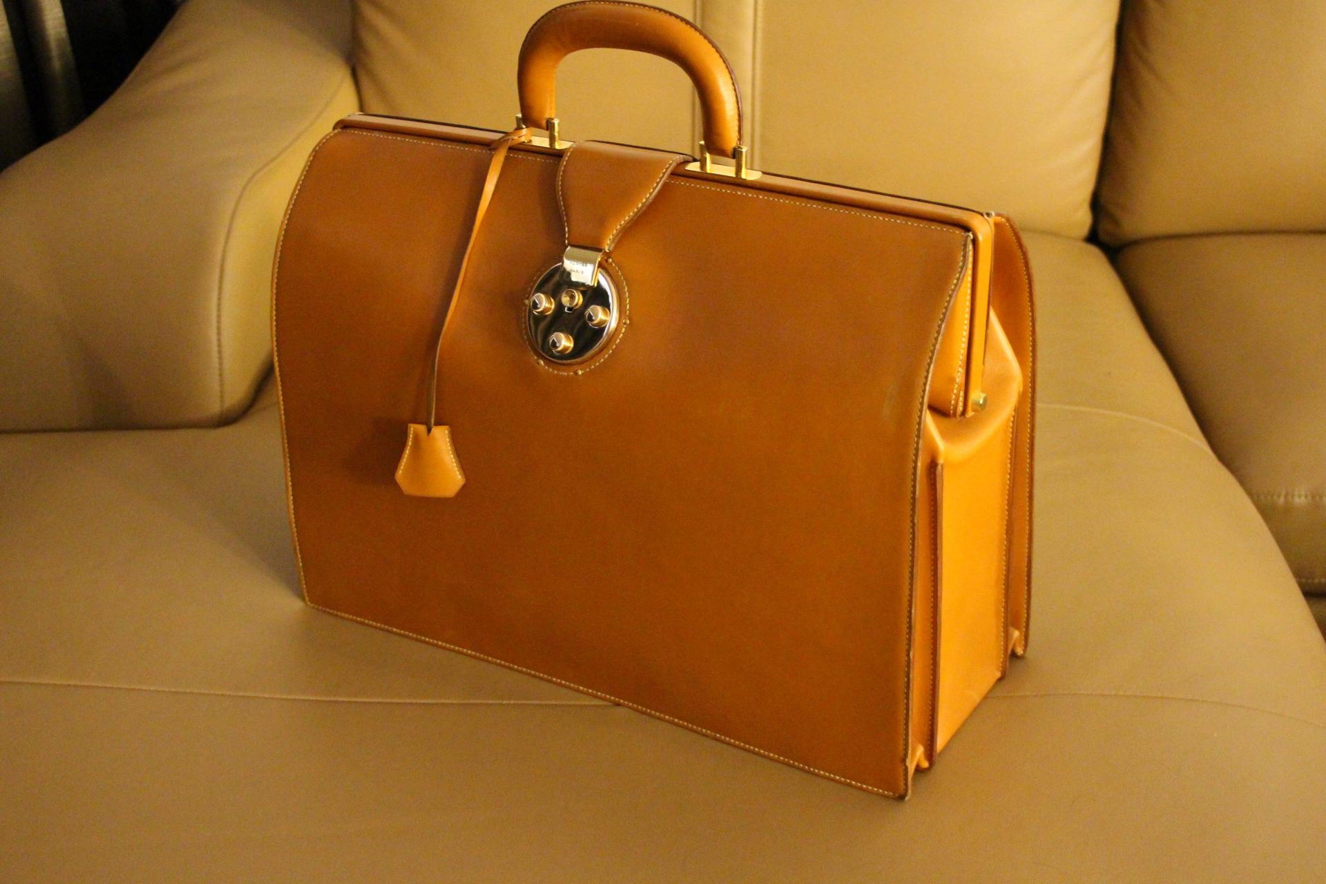 Hermès Gold Leather Pilot or Doctor's Briefcase , Hermes Attache 2