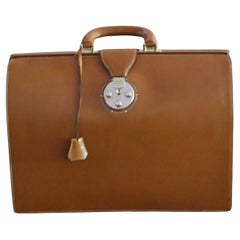 Hermès Gold Leather Pilot or Doctor's Briefcase , Hermes Attache