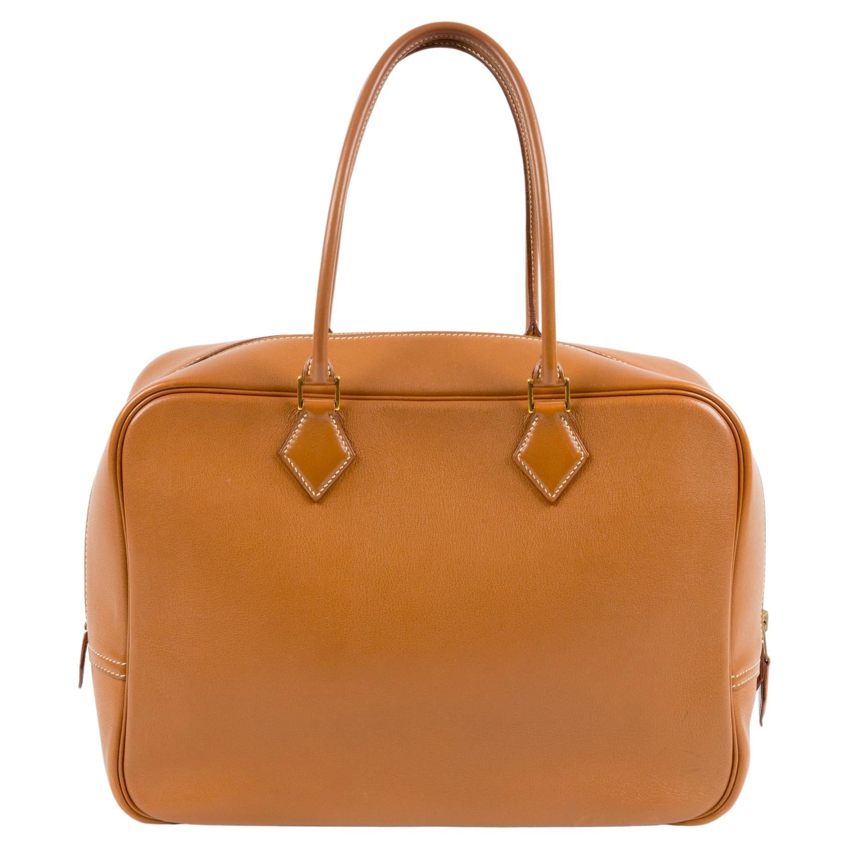 Hermes Gold Leather Plume 32 Handbag For Sale