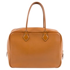 Used Hermes Gold Leather Plume 32 Handbag