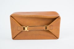 Hermes Gold Leather Poche Cloche Vanity Clutch