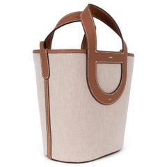 HERMES Gold leather & Toile H canvas IN THE LOOP 18 Bag