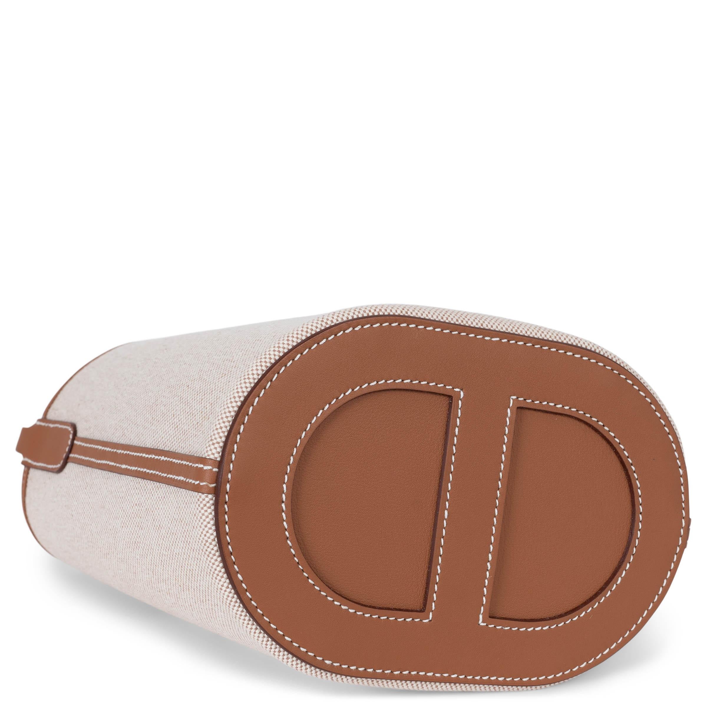 Women's HERMES Gold leather & Toile H canvas IN THE LOOP 18 Bag For Sale