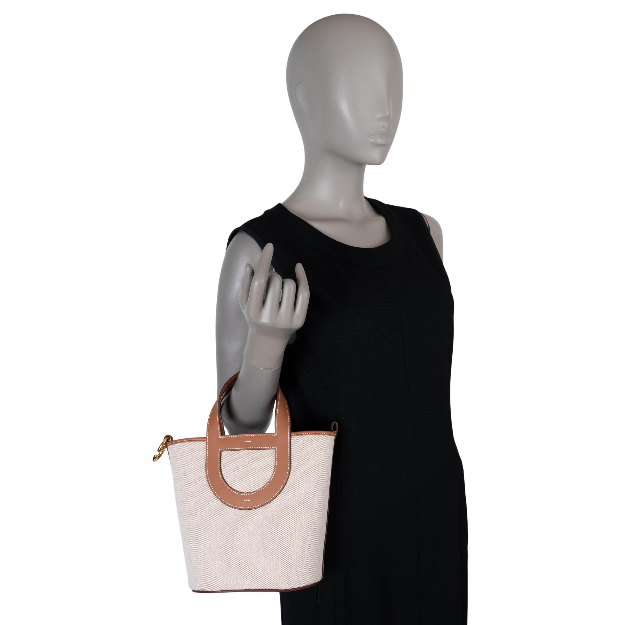 HERMES Gold leather & Toile H canvas IN THE LOOP 18 Bag For Sale 5