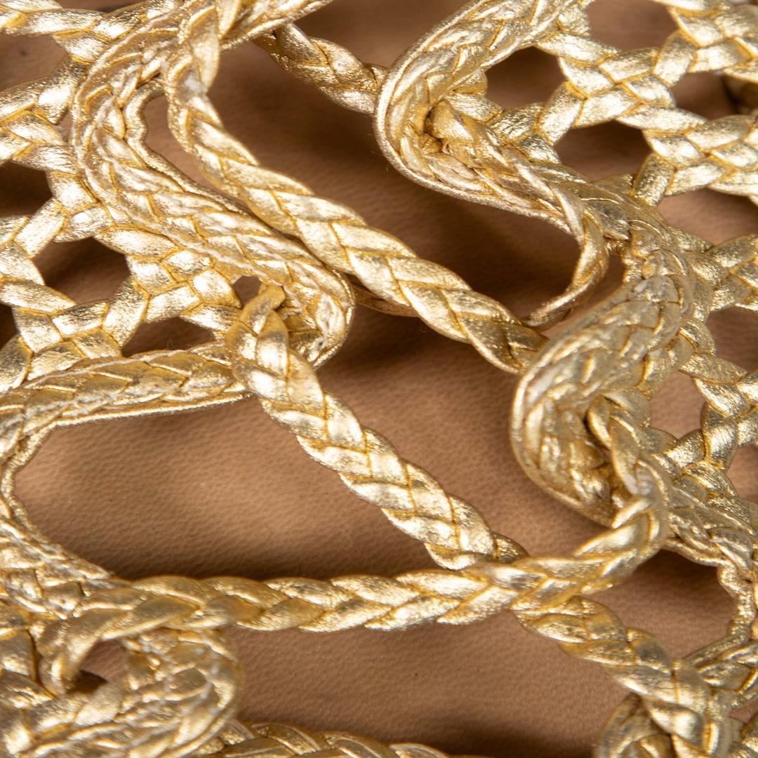 Hermès Gold Leder gewebt Ankle Wrap Sandalen Größe IT 39 im Angebot 2