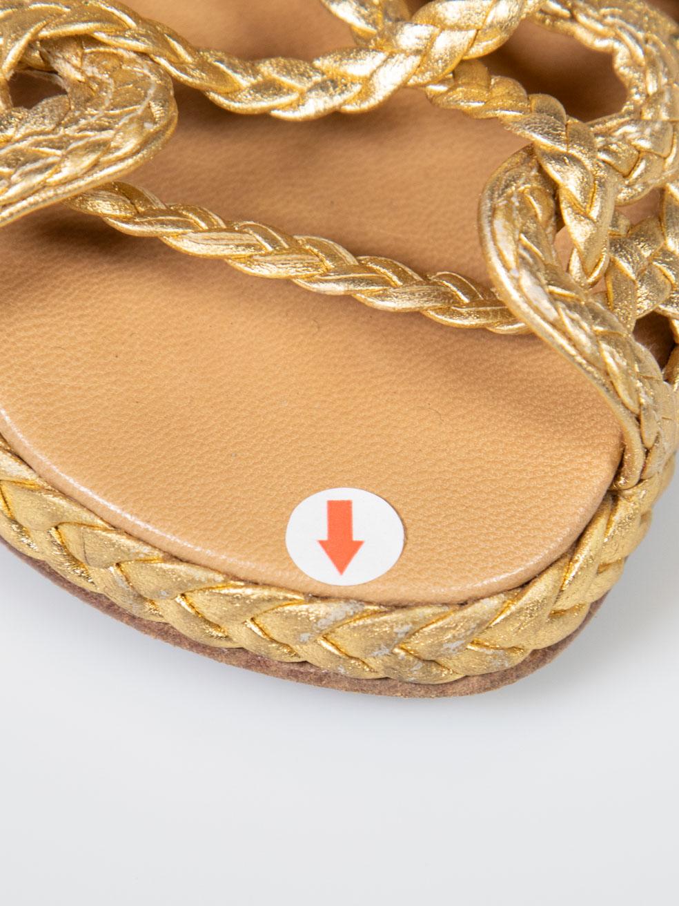 Hermès Gold Leder gewebt Ankle Wrap Sandalen Größe IT 39 im Angebot 5