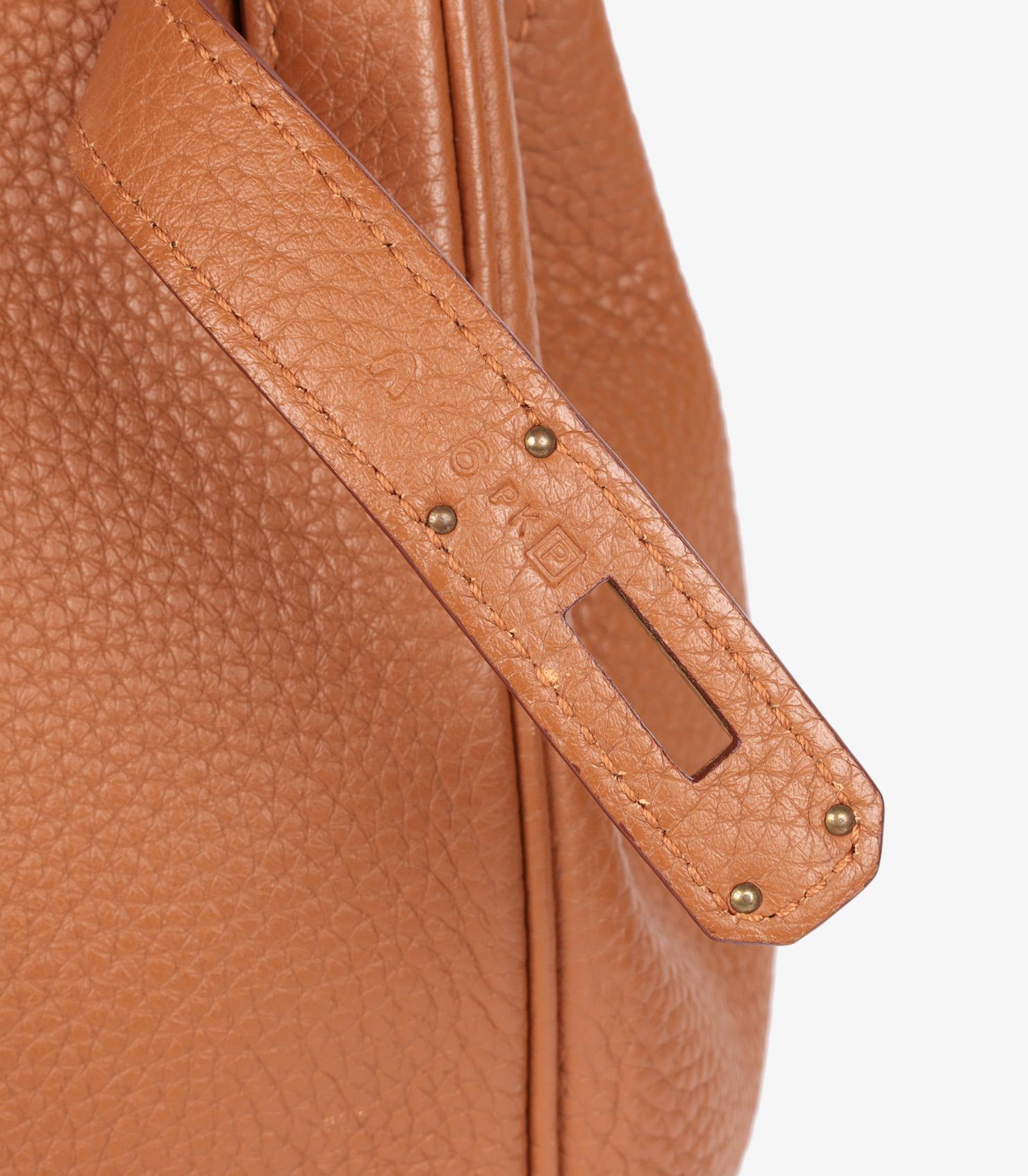 Birkin Club en or, cuir marron d'Inde Clémence et cuir lézard Ficelle en vente 5