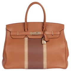Hermès Gold, Marron d'Inde Clemence Leather & Ficelle Lizard Leather Club Birkin