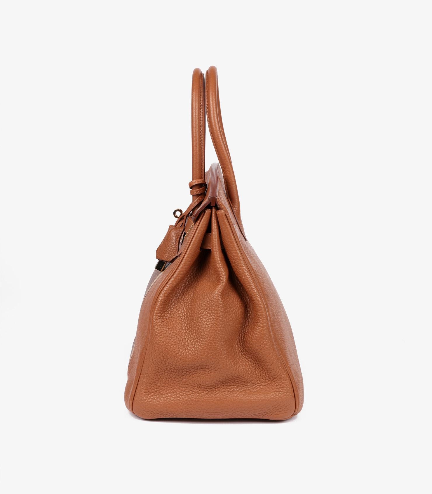 Women's or Men's Hermès Gold, Marron D'Inde & Ficelle Lizard Leather Club Birkin 35cm Retourne