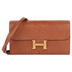 Hermès Gold Matte Alligator Leather Constance To Go Long Wallet