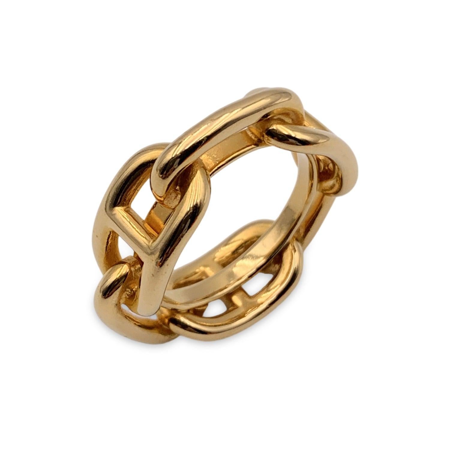 Hermes Gold Metal Chaine D’Ancre Scarf Ring In Excellent Condition In Rome, Rome