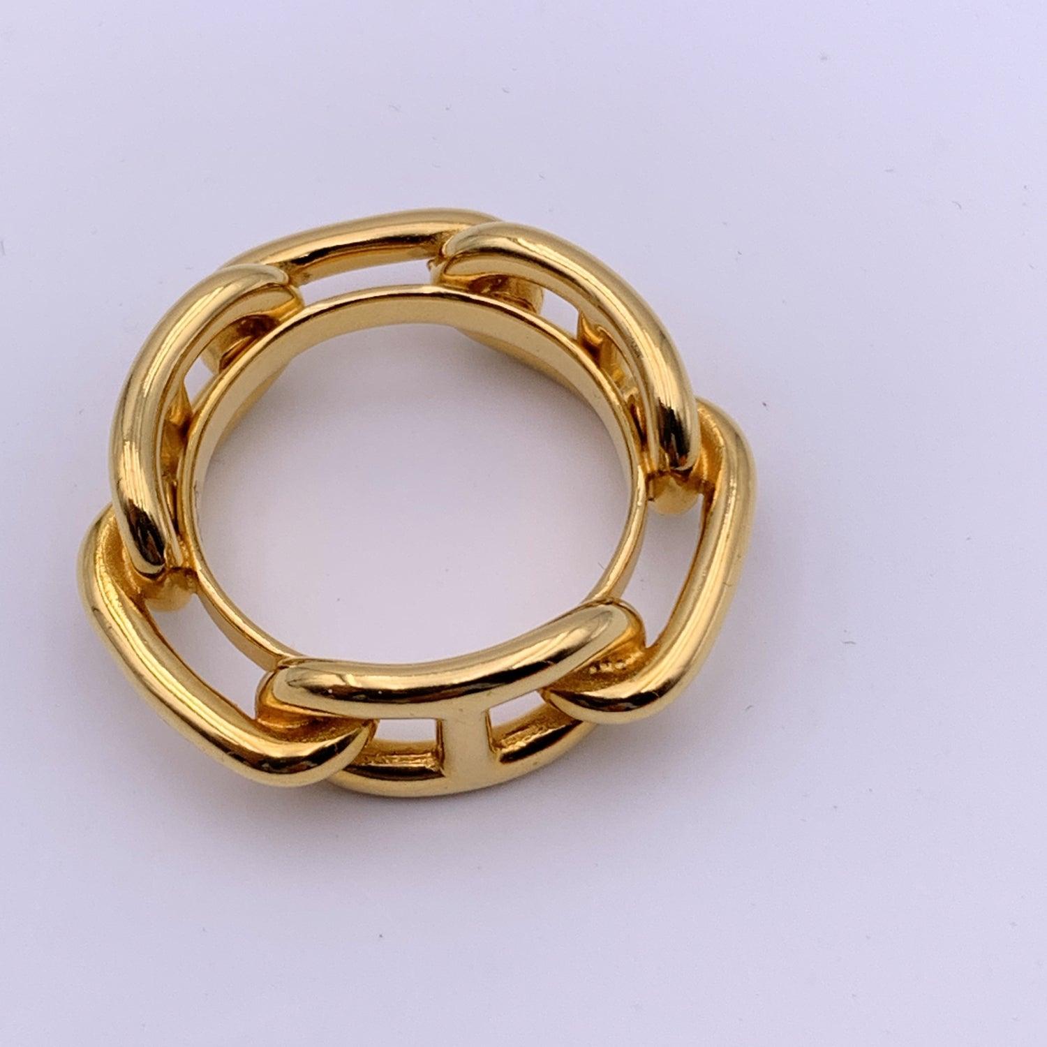 Hermes Gold Metal Chaine D’Ancre Scarf Ring 1