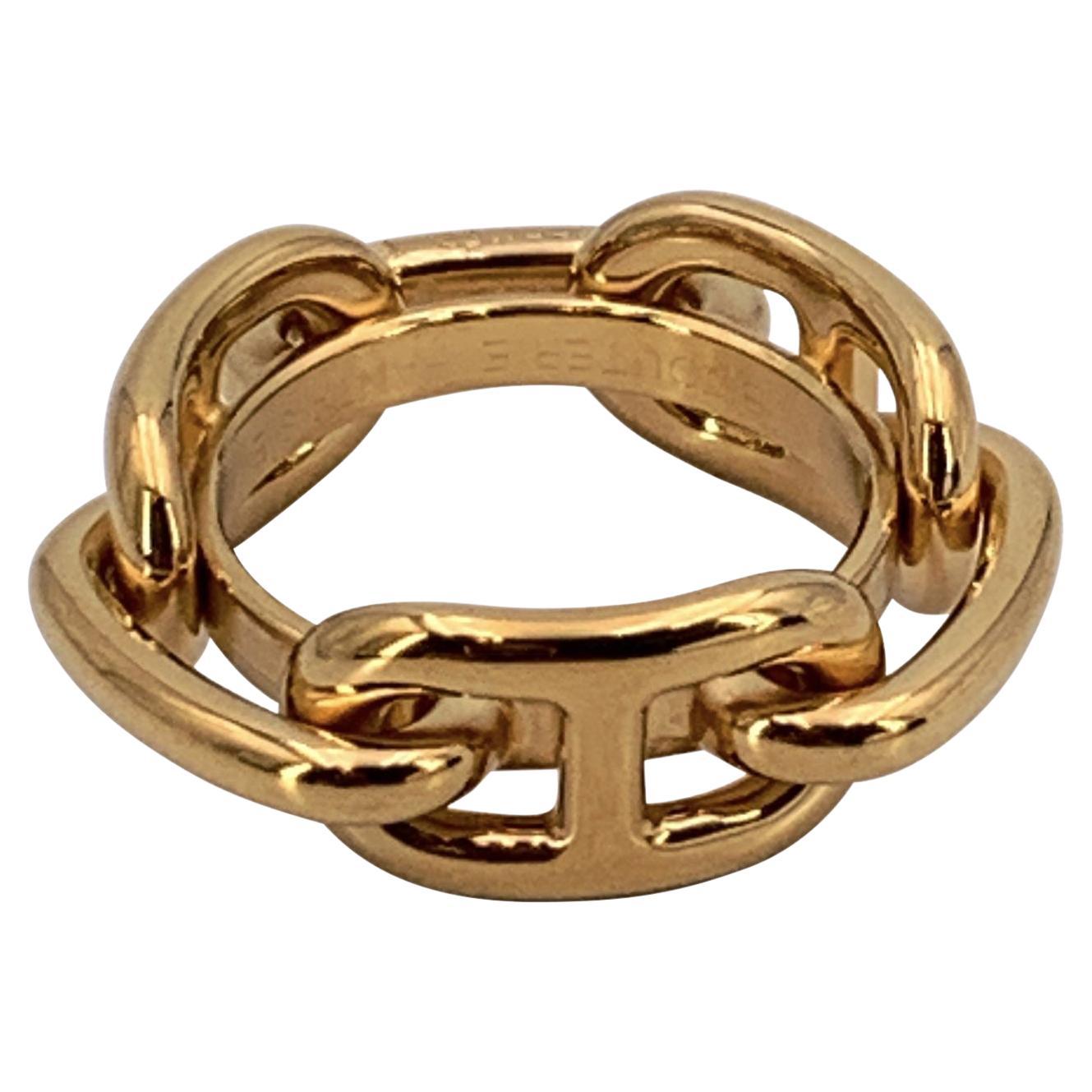Hermes Gold Metal Chaine D’Ancre Scarf Ring