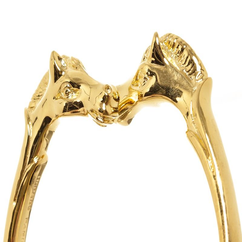 Hermes Gold Metal Cheval Horse Bangle In Good Condition In Irvine, CA