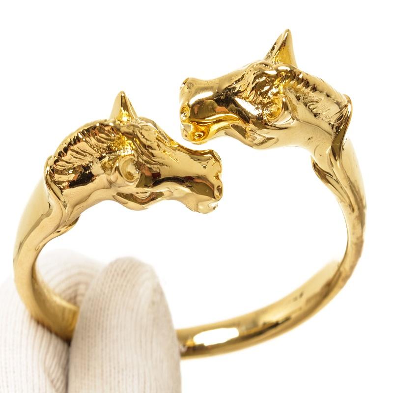 Hermes Gold Metal Cheval Horse Bangle 1