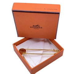 Hermes Gold Metal Clou De Selle Safety Pin Brooch