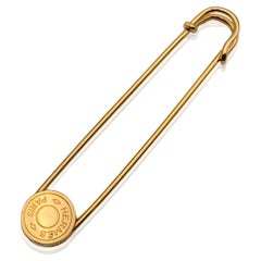 Vintage Hermes Gold Metal Clou De Selle Safety Pin Brooch