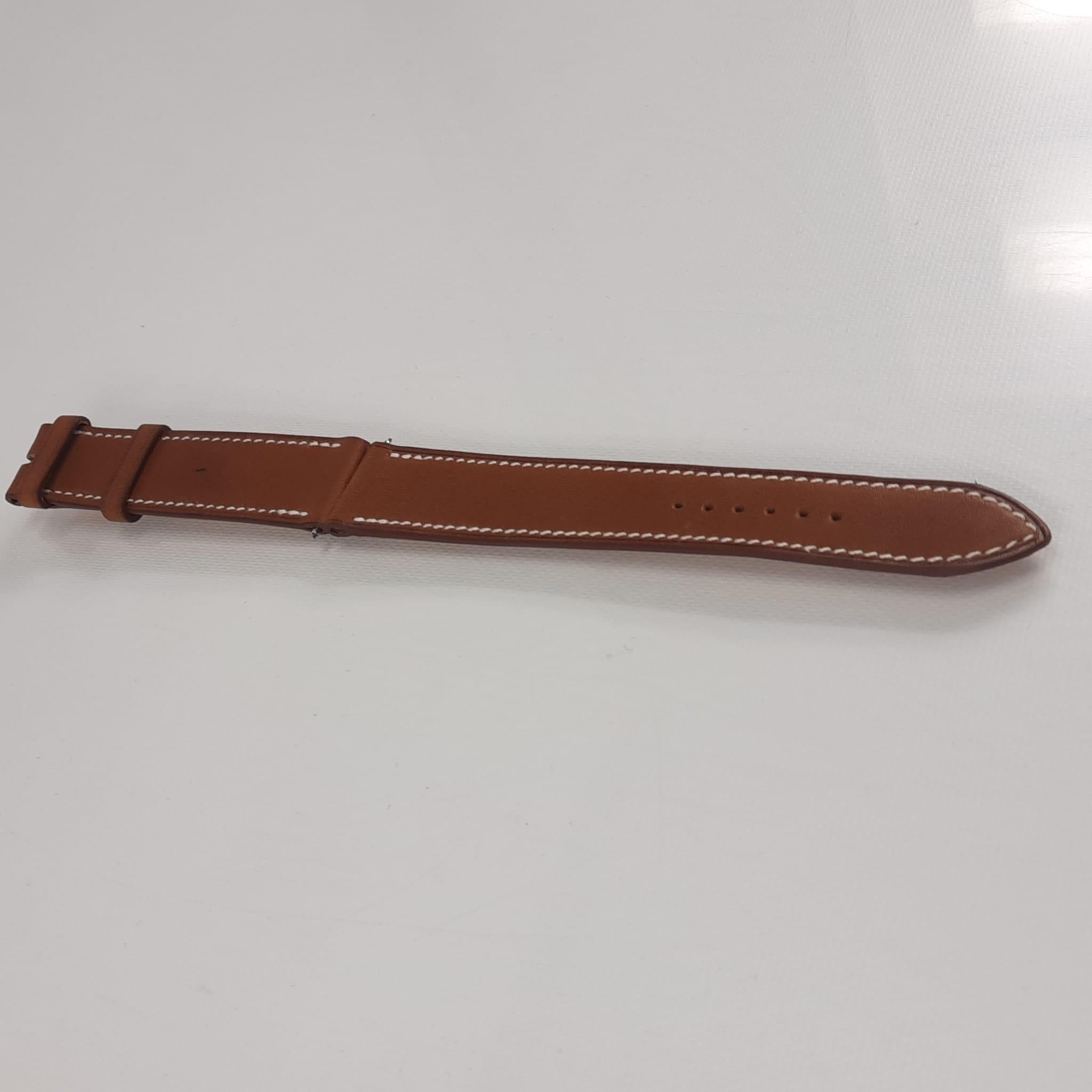 Hermes  Gold Natural Barenia Calf Leather T-090 watch strap In New Condition For Sale In Nicosia, CY