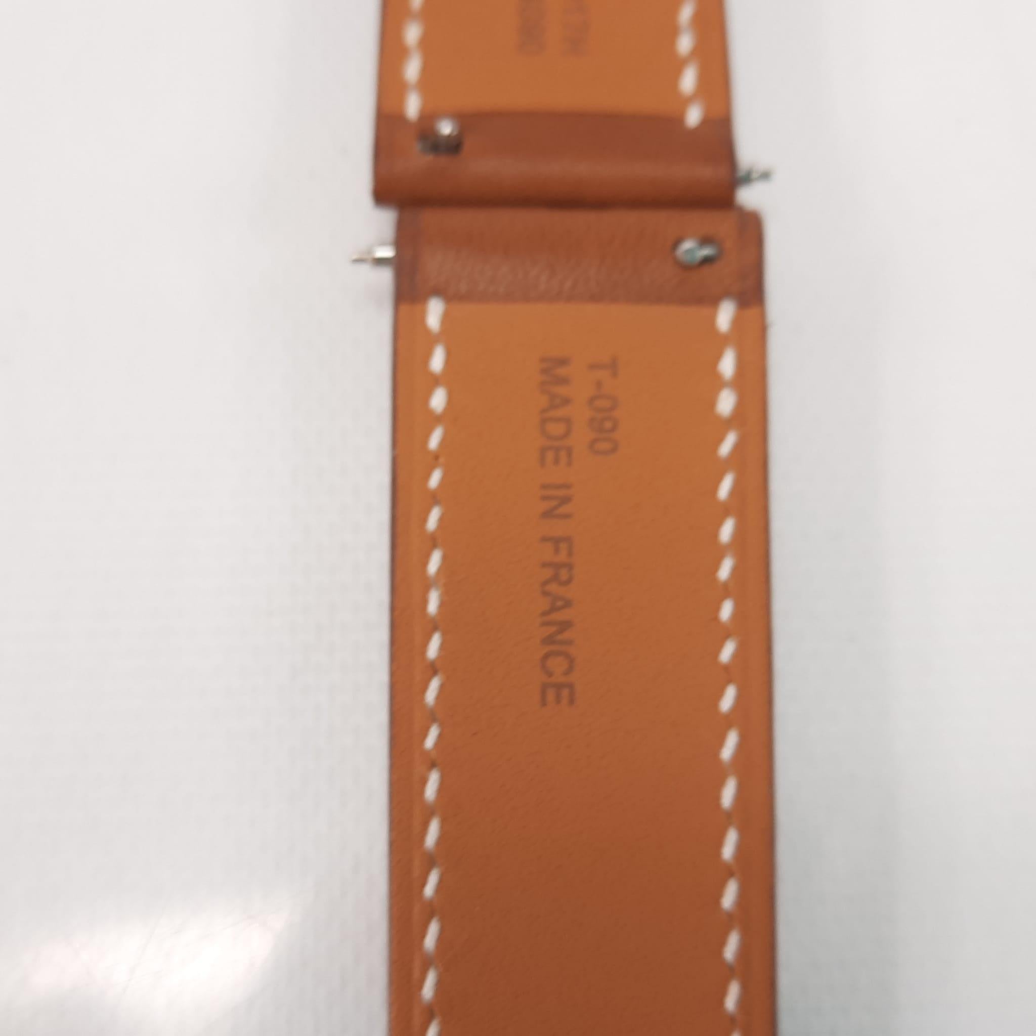 Pré-utilisé, jamais utilisé avec la boîte. Cuir Veau Barenia Naturel  Bracelet de montre de 34 mm. 