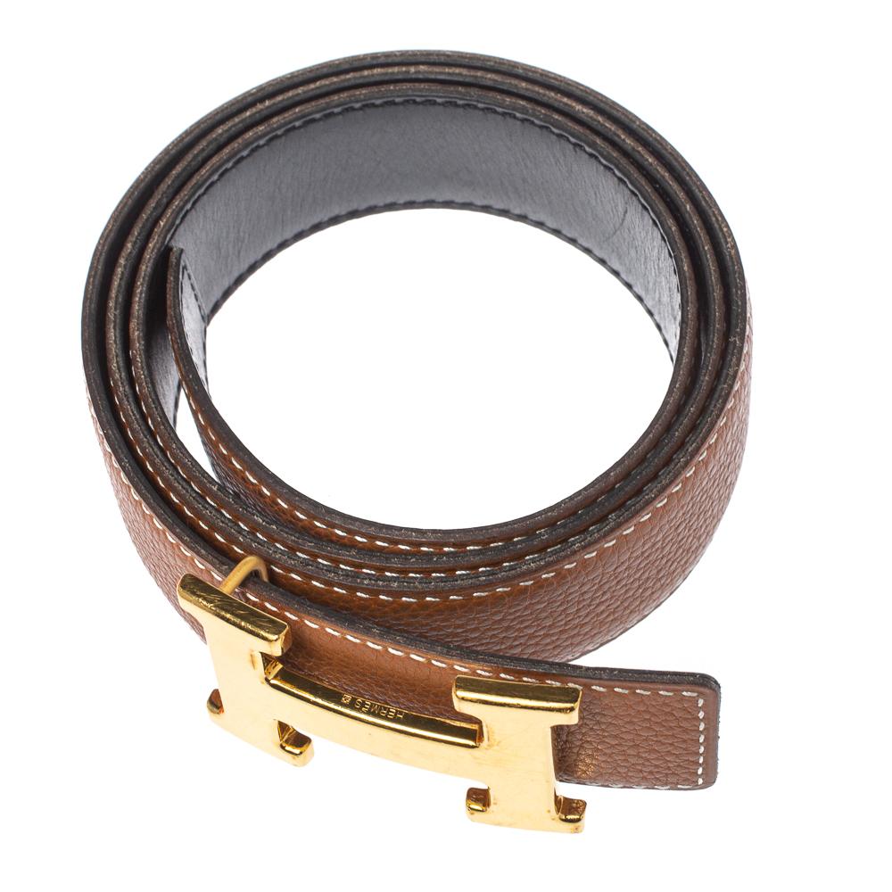 hermes constance h belt box togo 32mm noir/gold