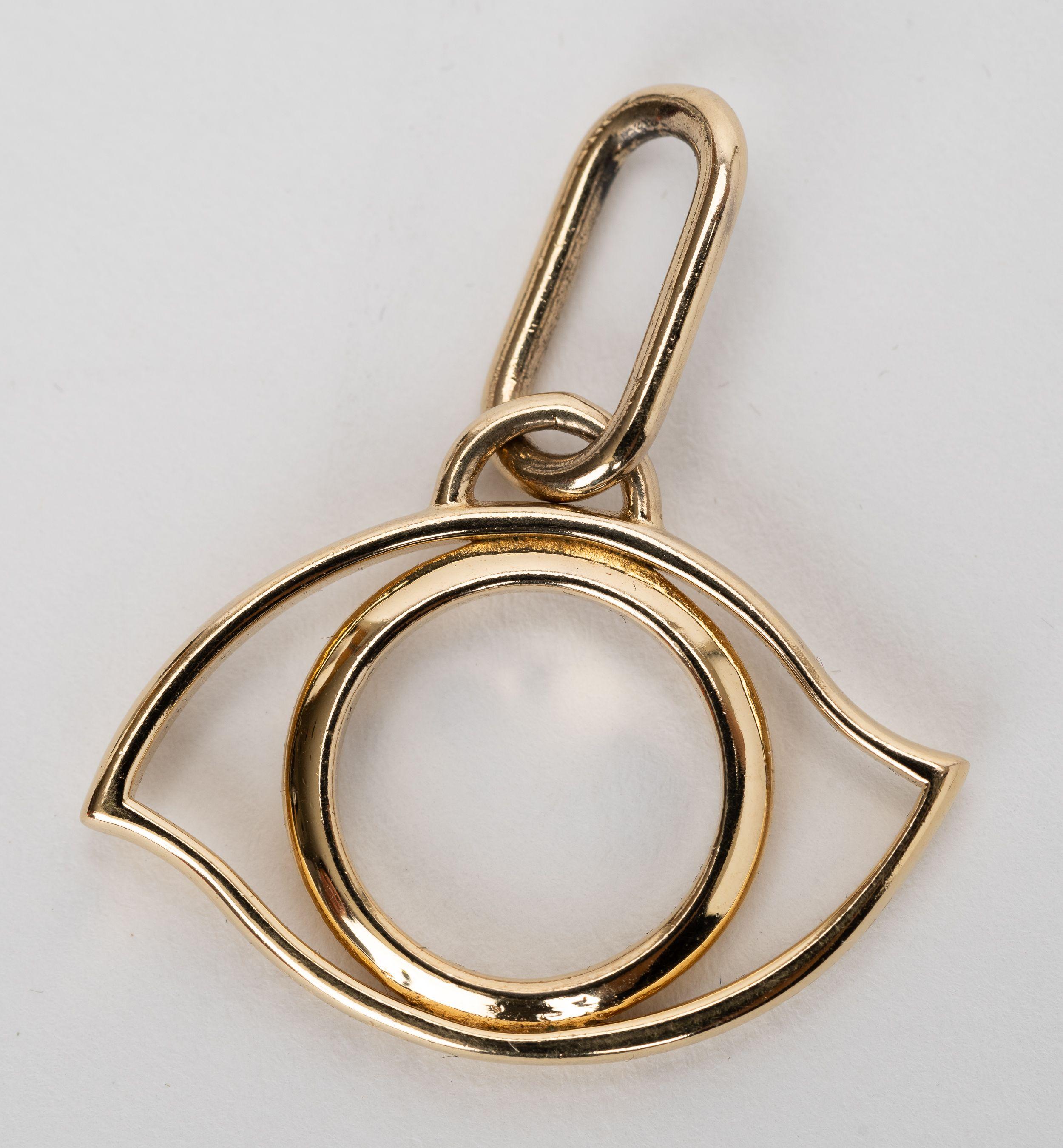 Hermes Gold Oeil Curiosite Eye Charm In New Condition For Sale In West Hollywood, CA