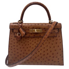 Hermes Gold Ostrich Kelly 28 Bag