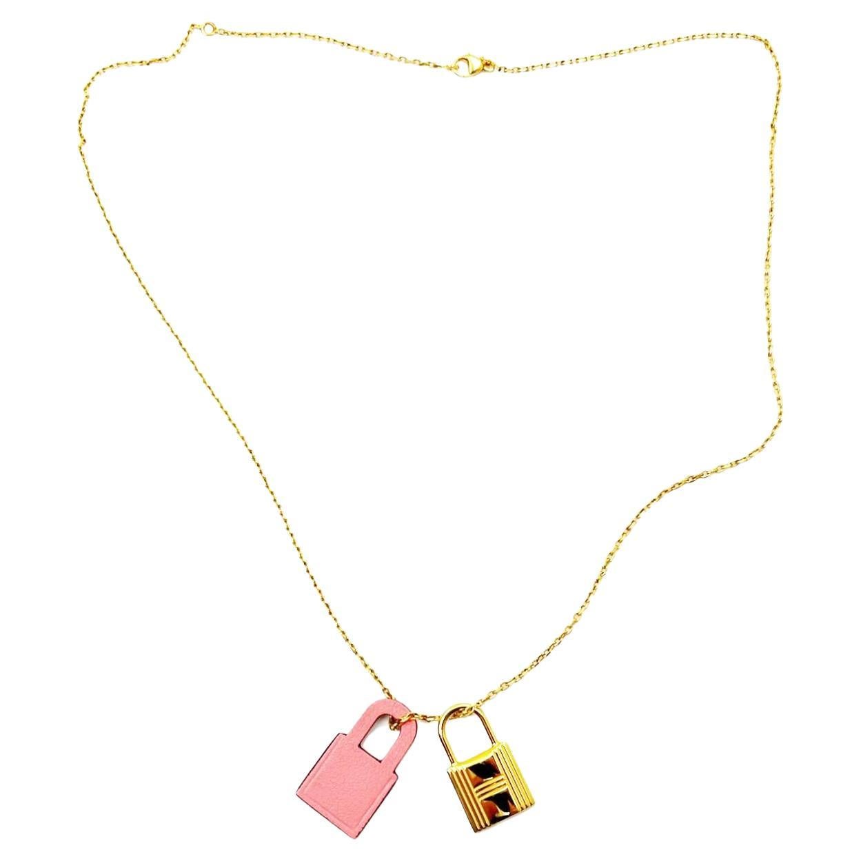 Hermes Gold Pink O Kelly Necklace