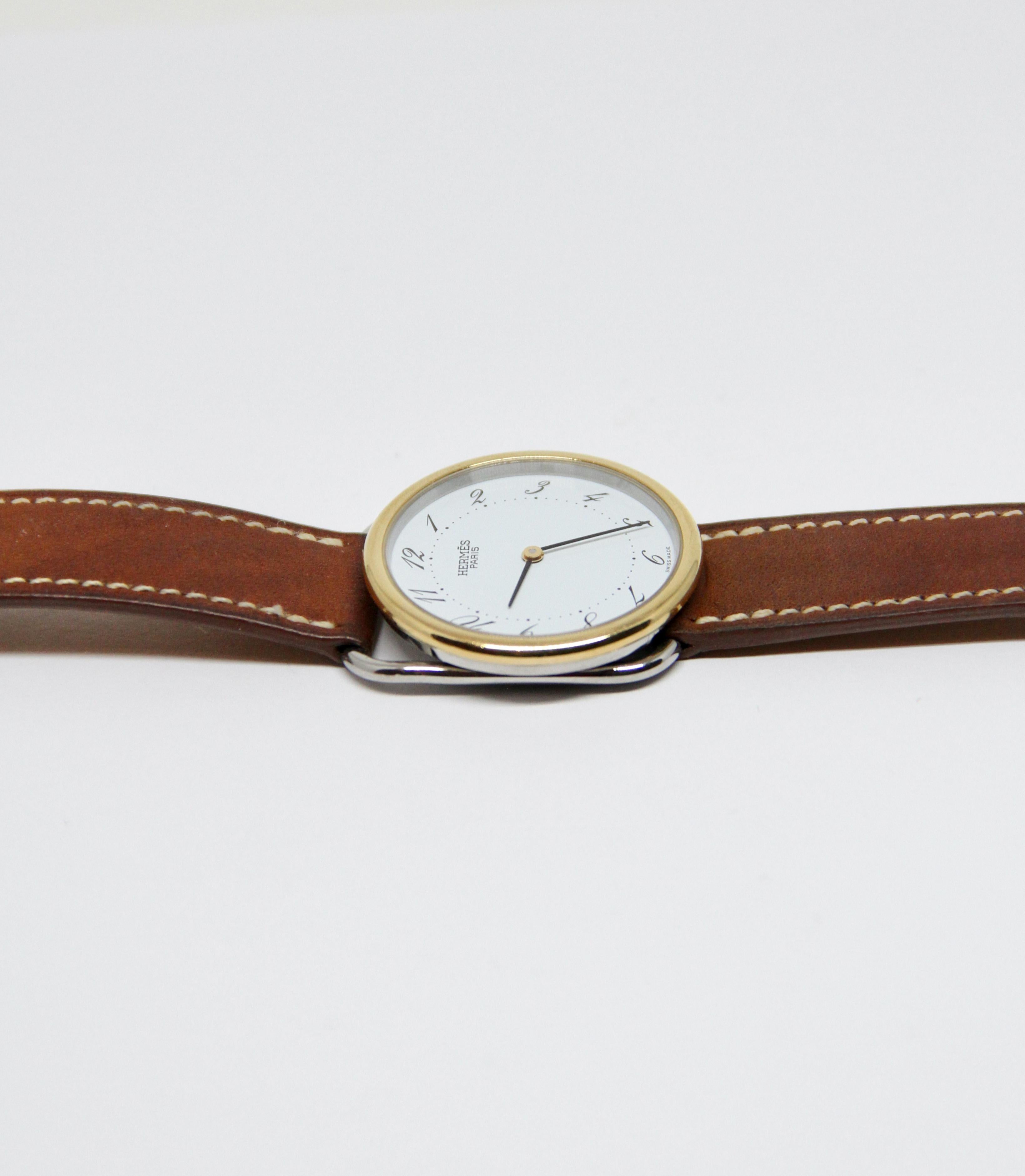 Women's or Men's Hermès Gold-Plated Arceau Watch For Sale