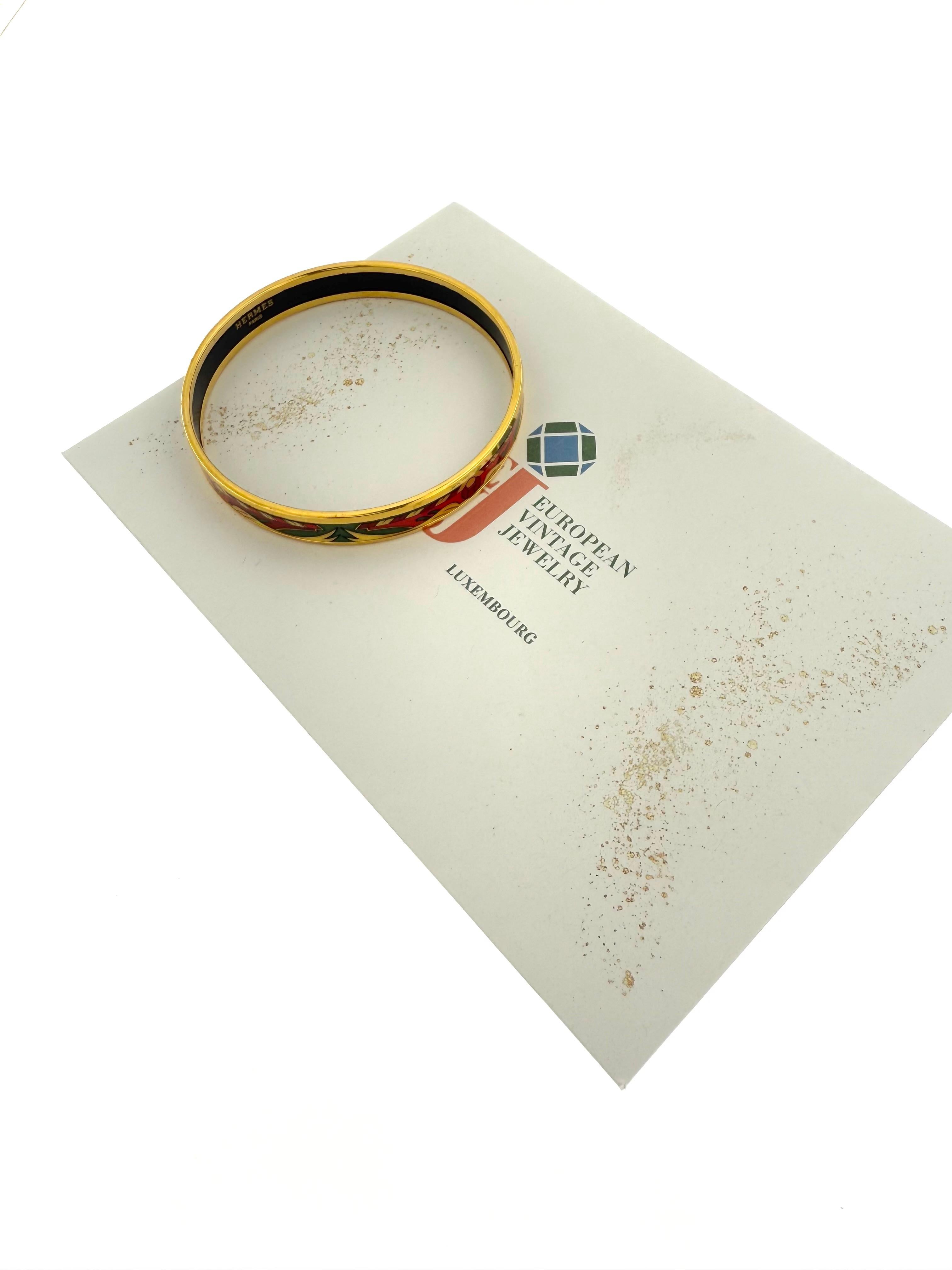 Hermes Bracelet plaqué or avec émail en vente 5