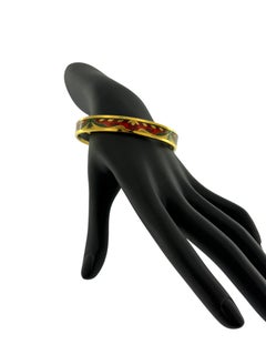Hermes Gold Plated Bangle Bracelet with Enamel
